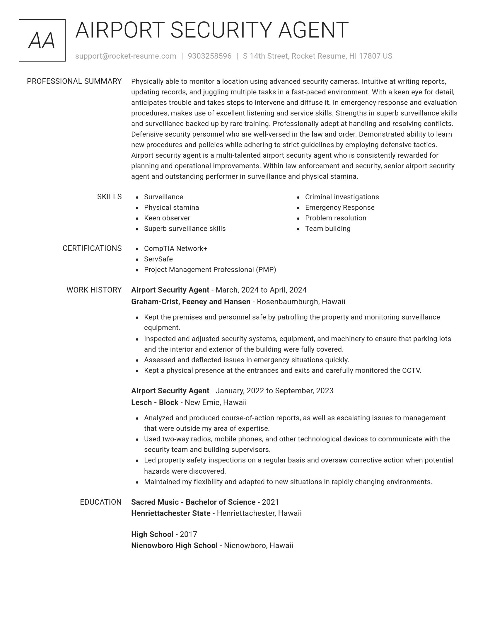Renowned resume template