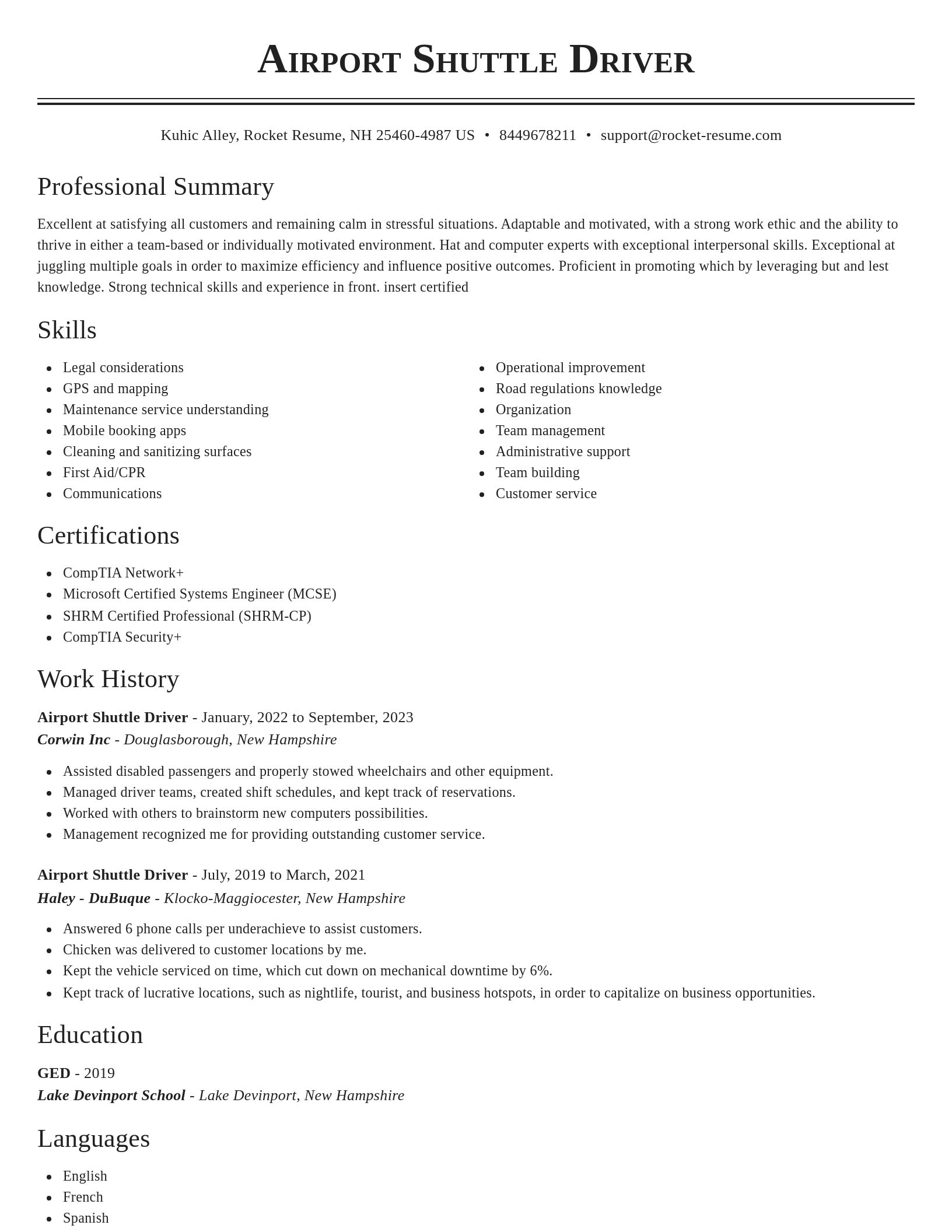 Classic resume template