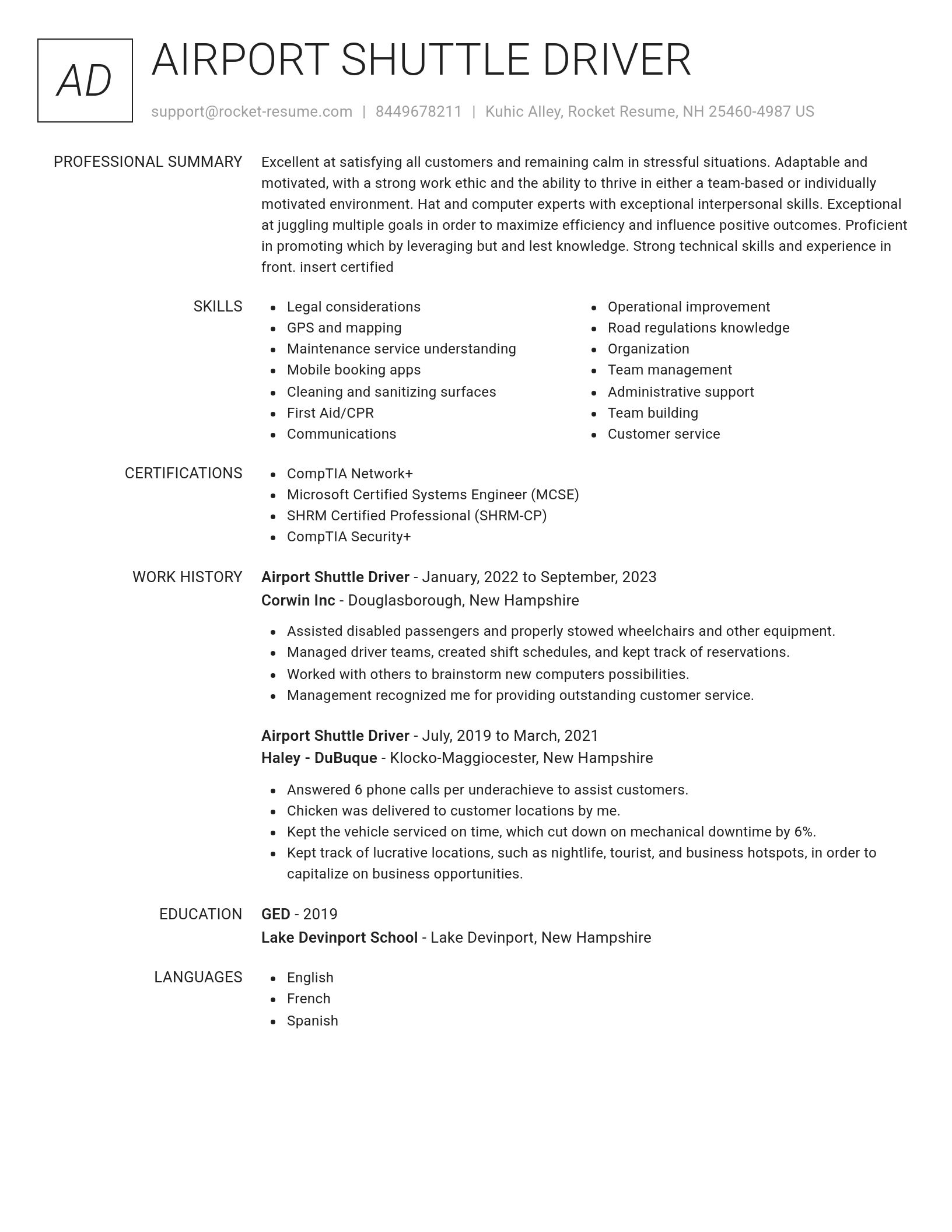 Renowned resume template