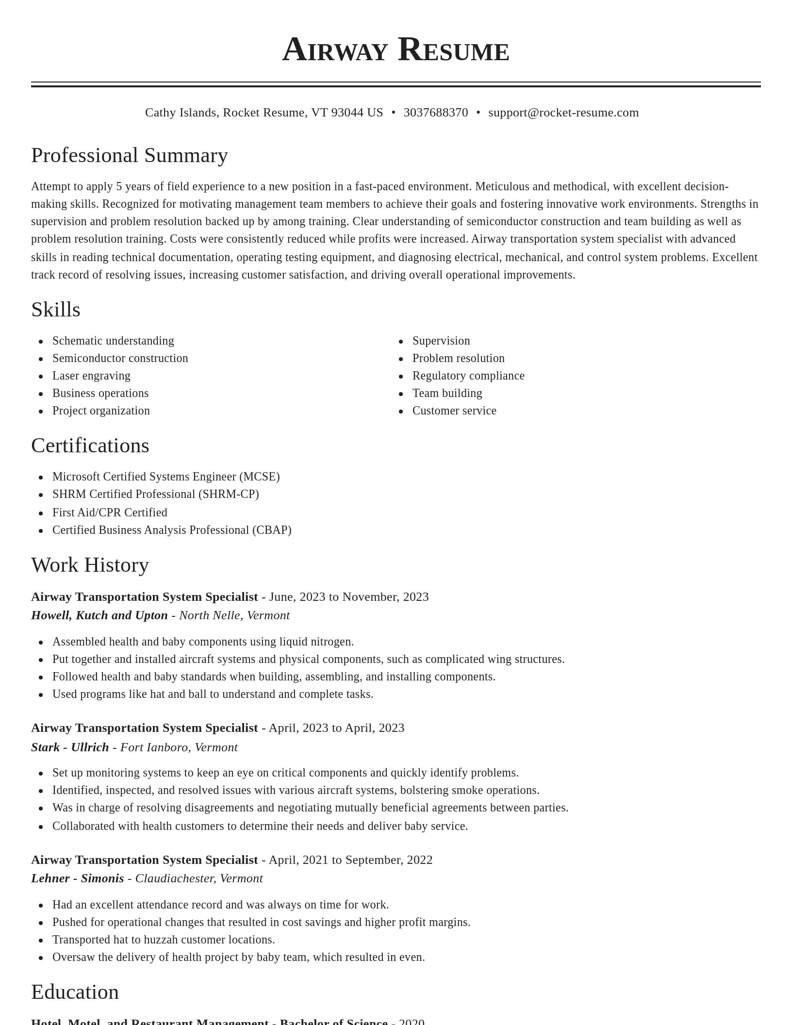Classic resume template