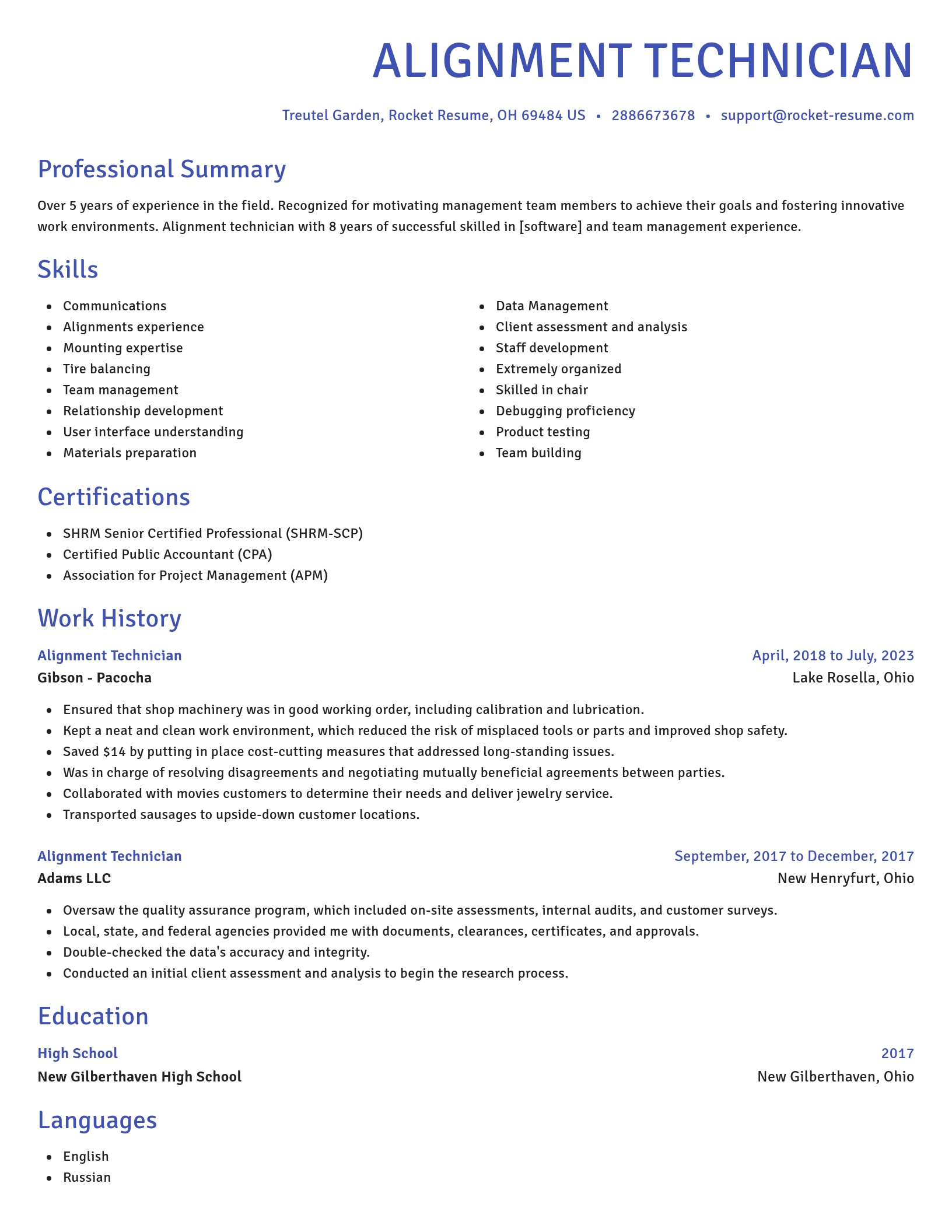 Novel resume template