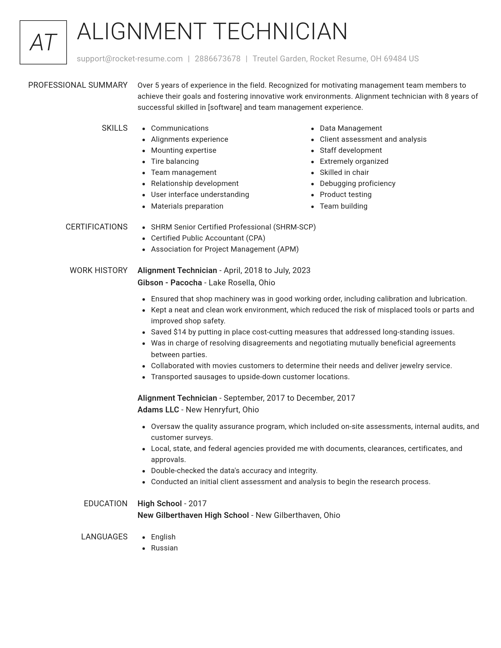 Renowned resume template