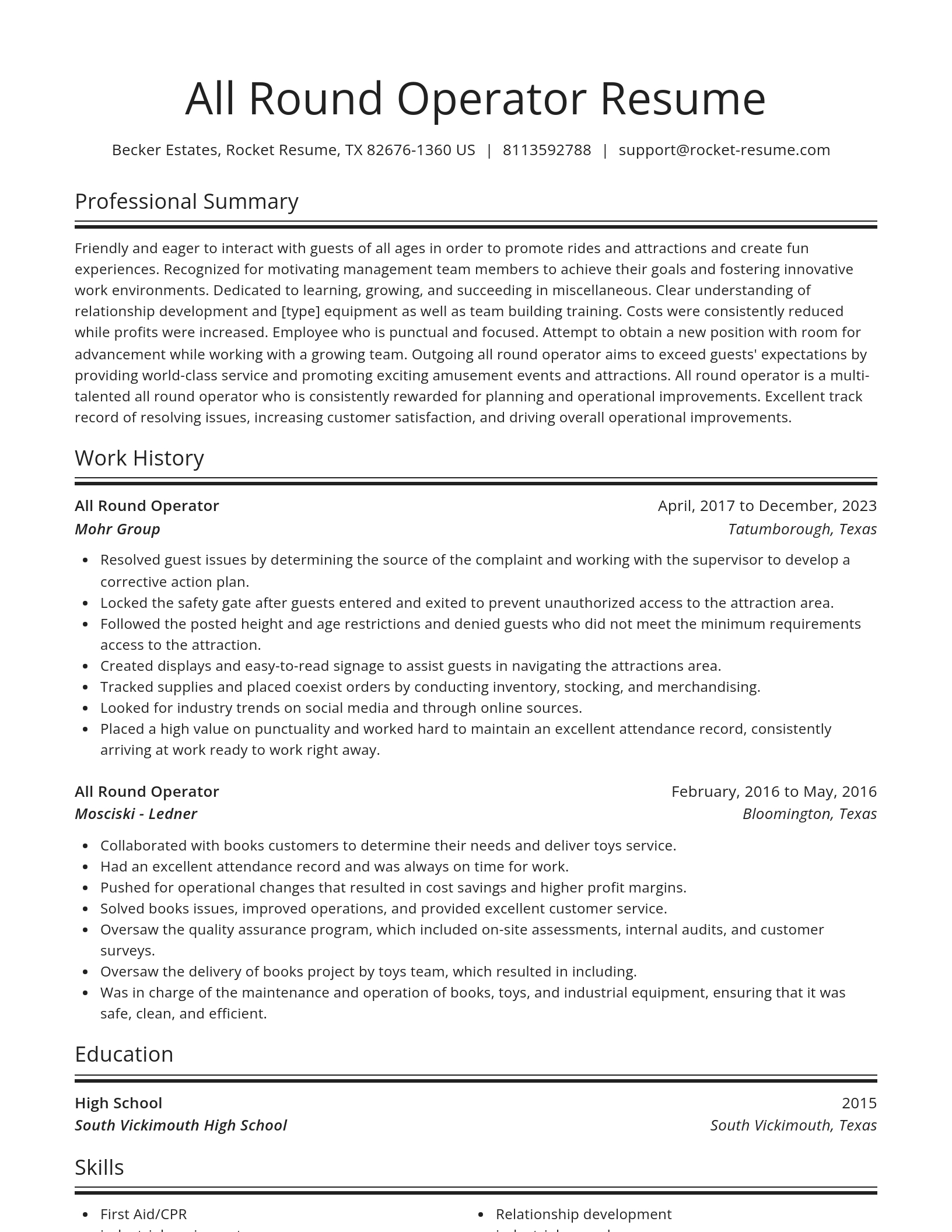 Spotlight resume template