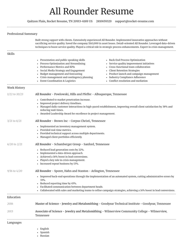 Dignified resume template