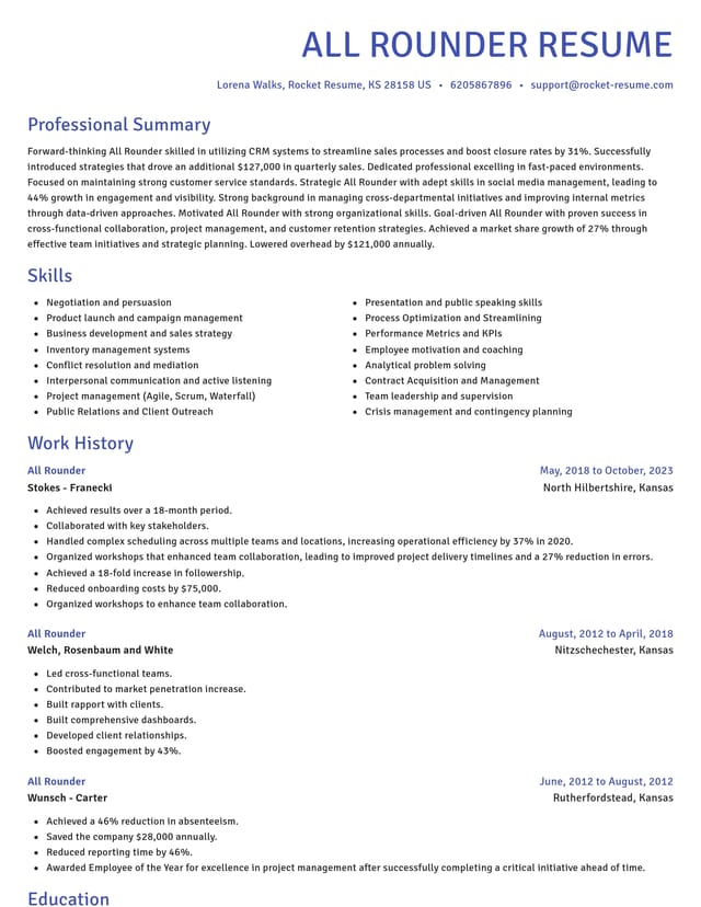 Novel resume template