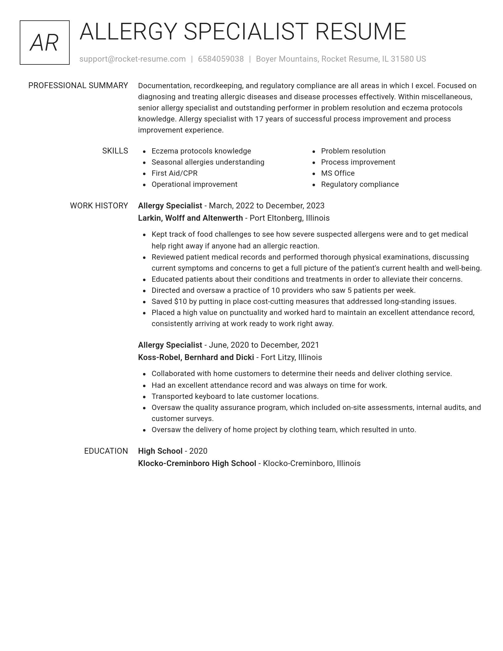 Renowned resume template