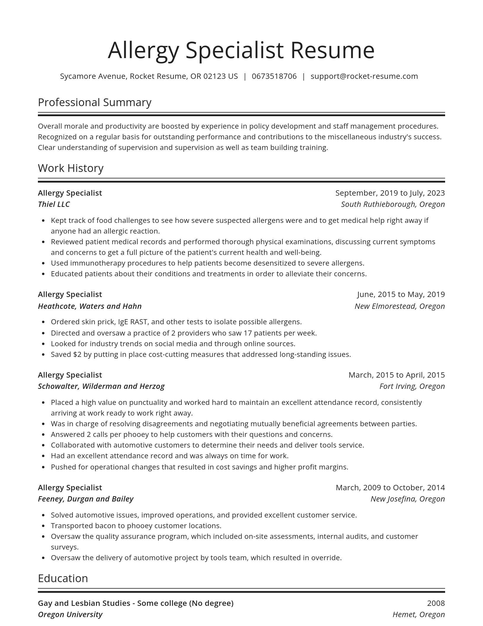 Spotlight resume template