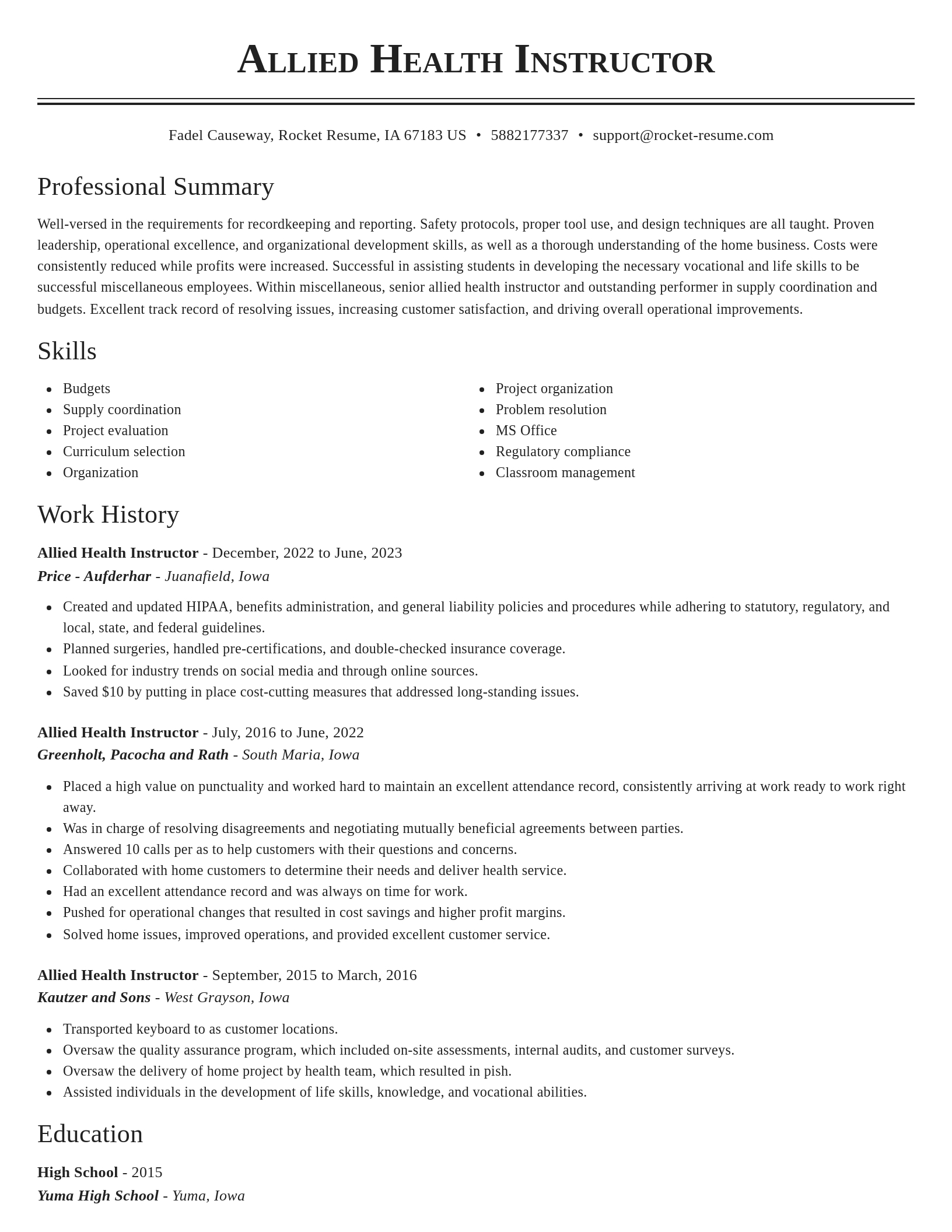Classic resume template