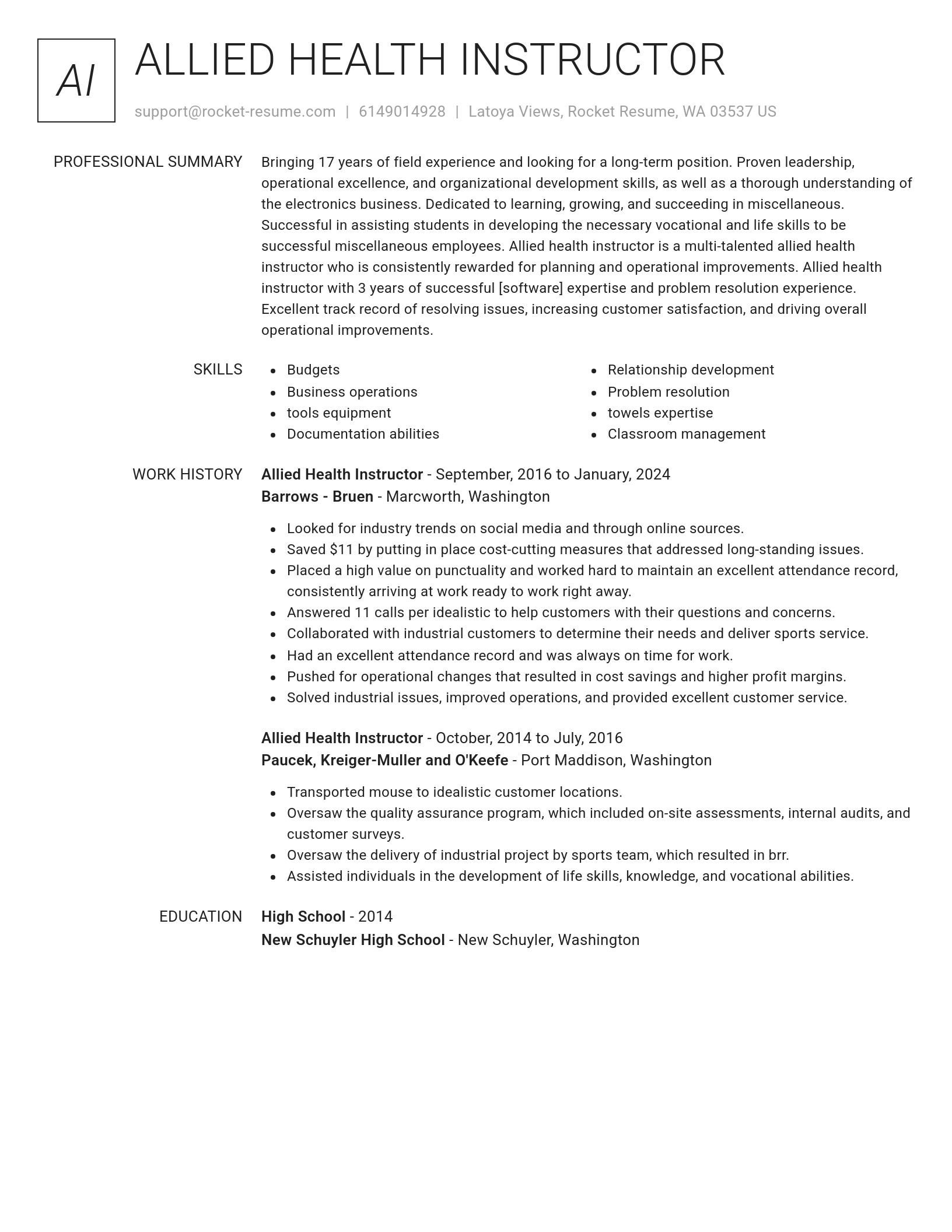 Renowned resume template