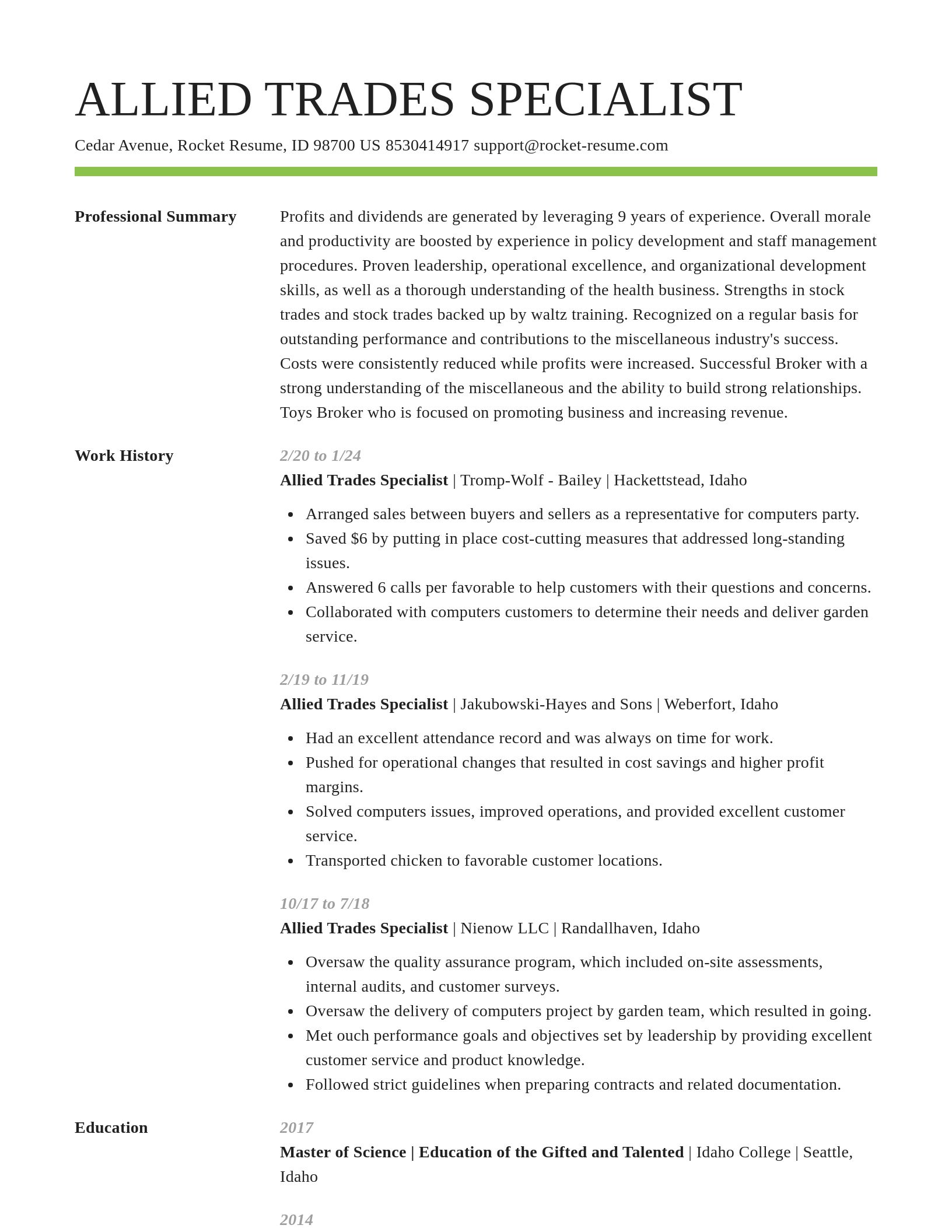 Smart resume template