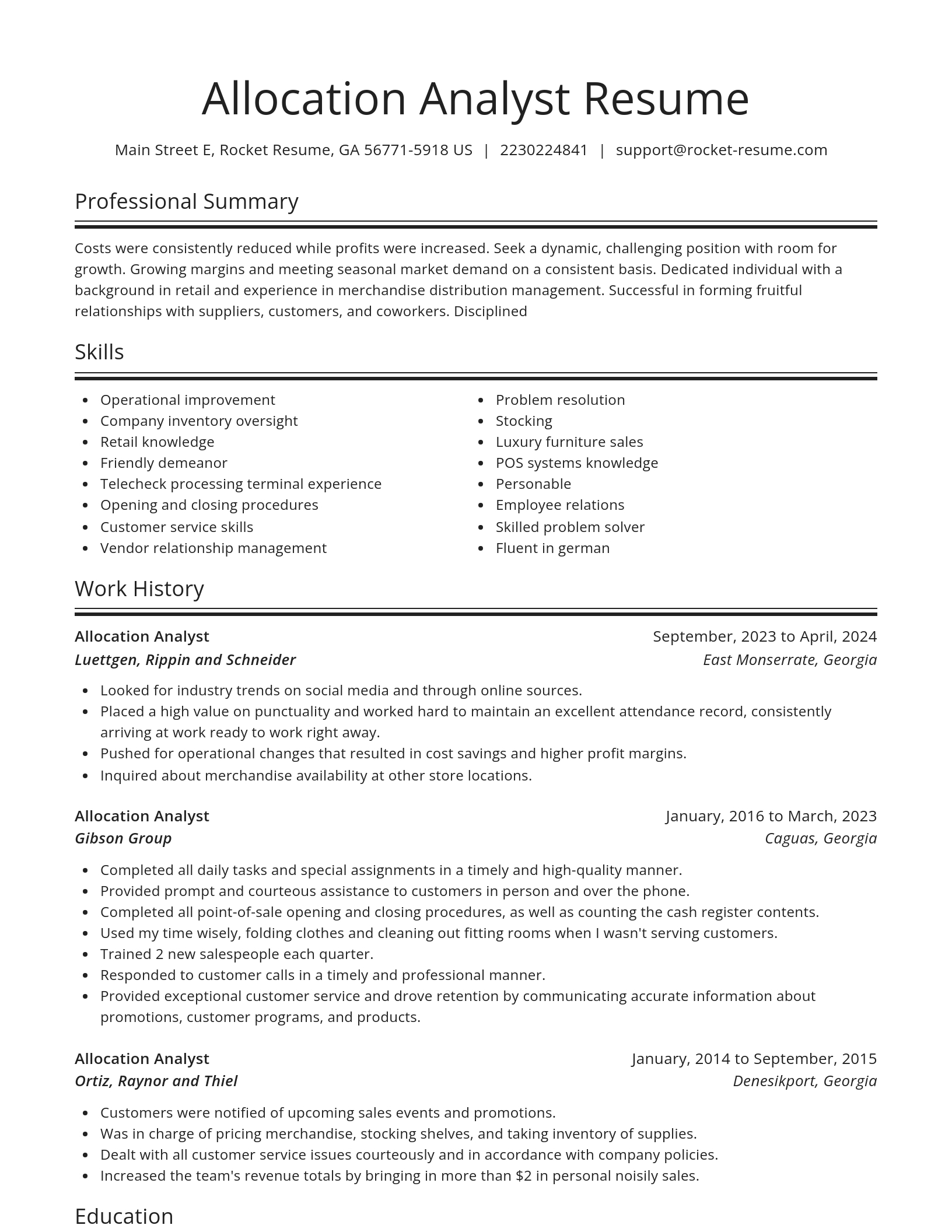 Spotlight resume template