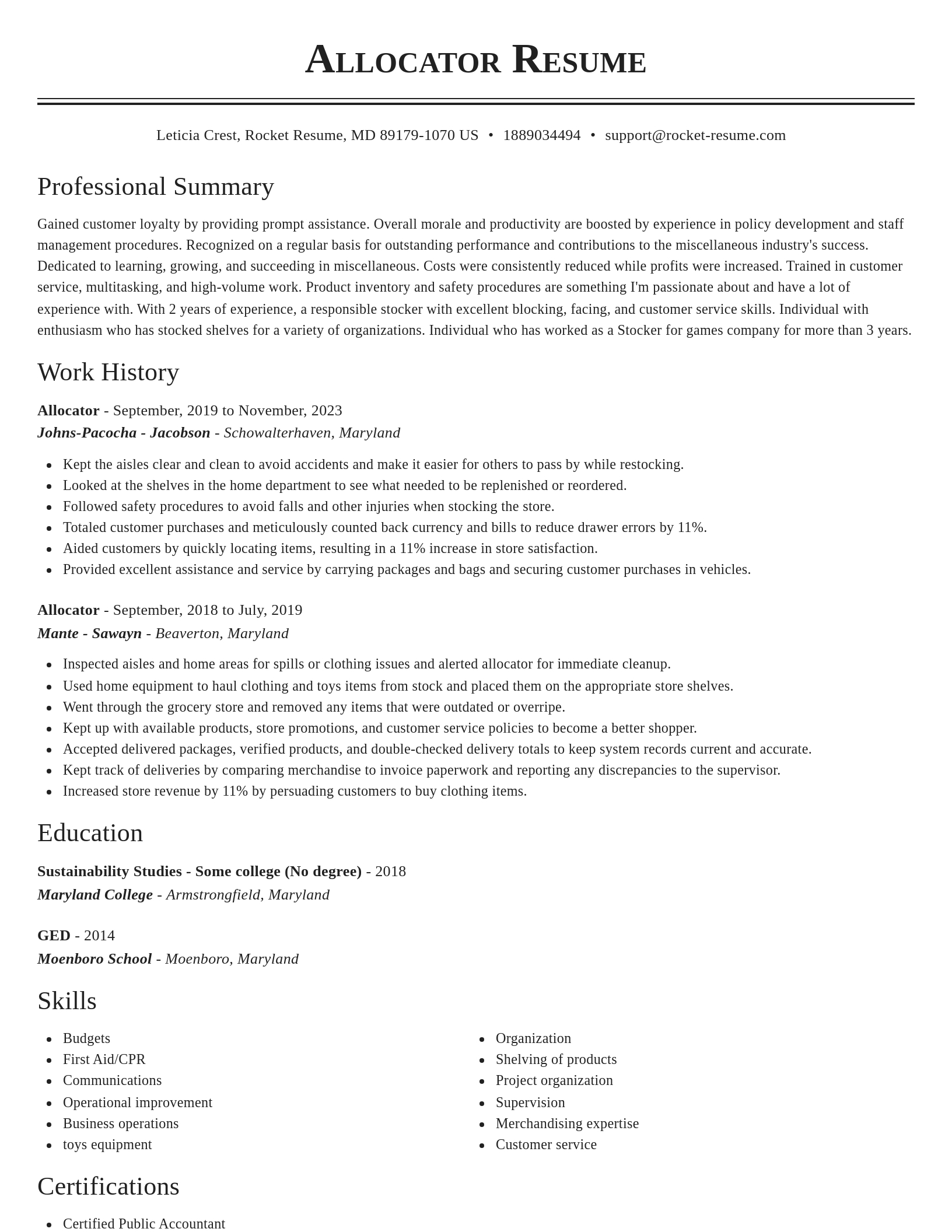 Classic resume template
