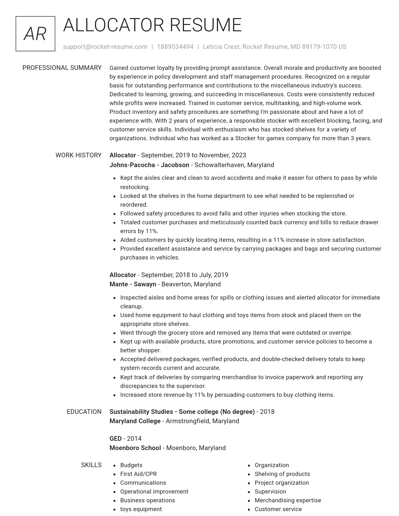 Renowned resume template