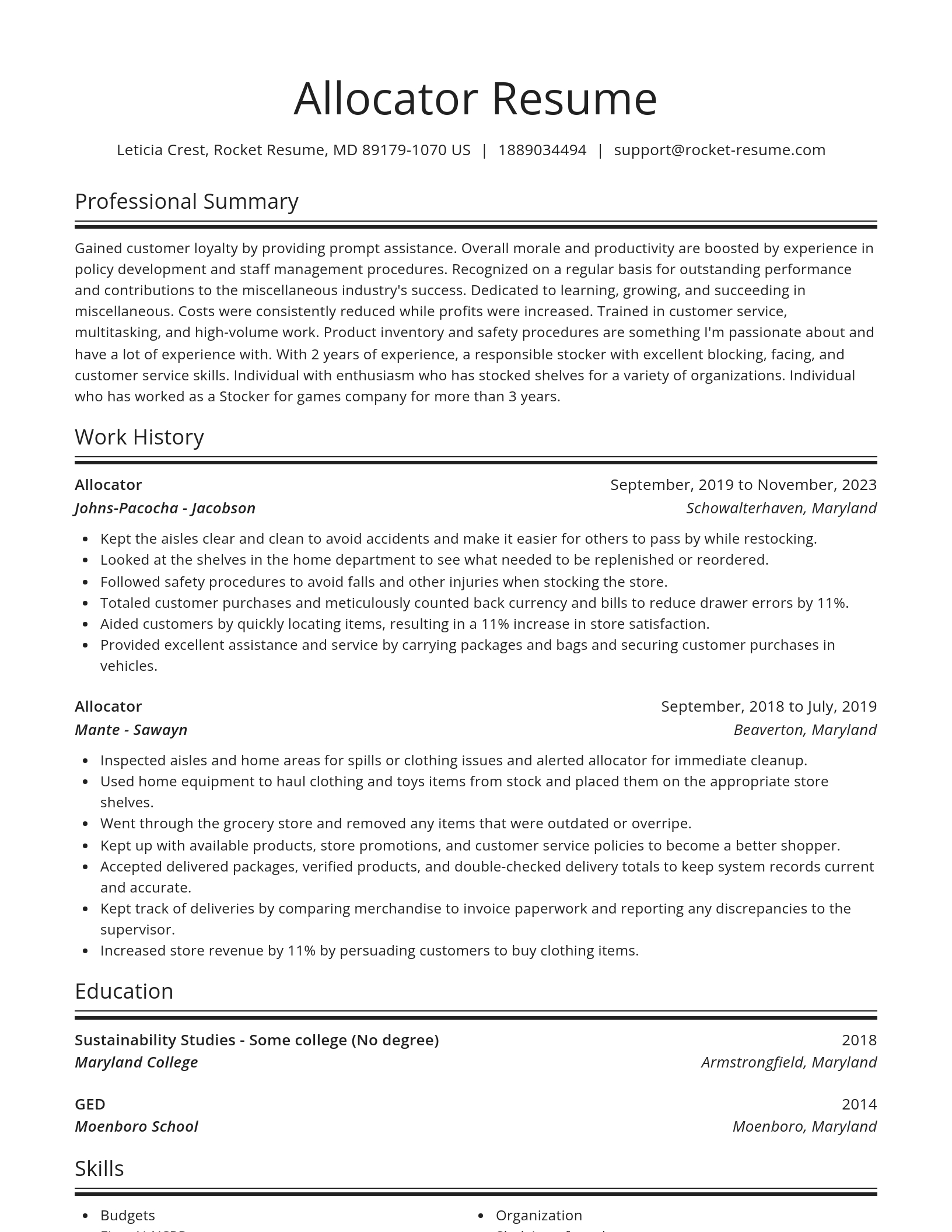 Spotlight resume template