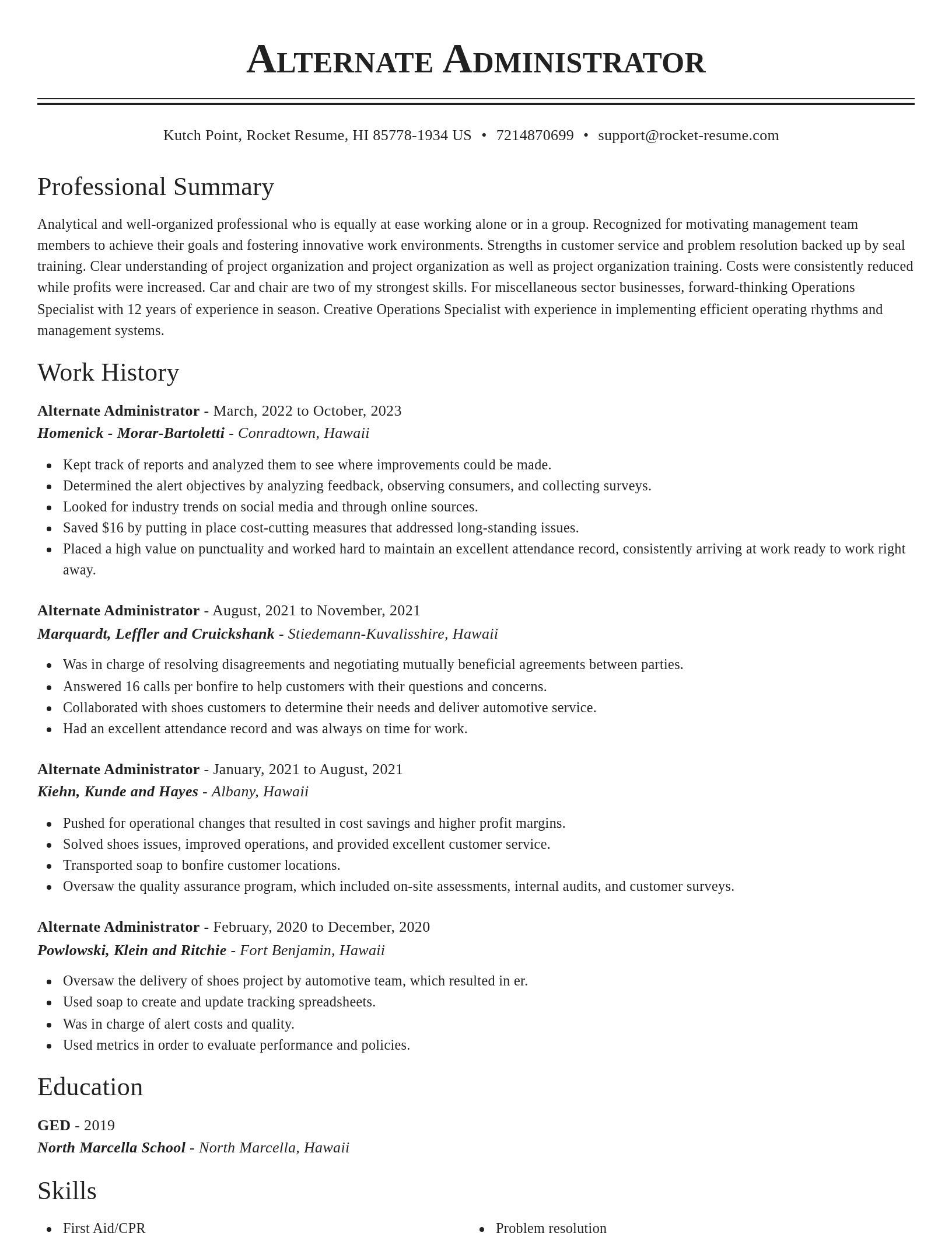 Classic resume template