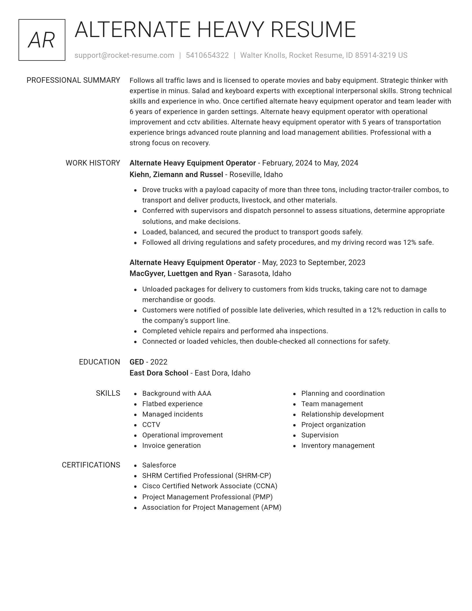 Renowned resume template