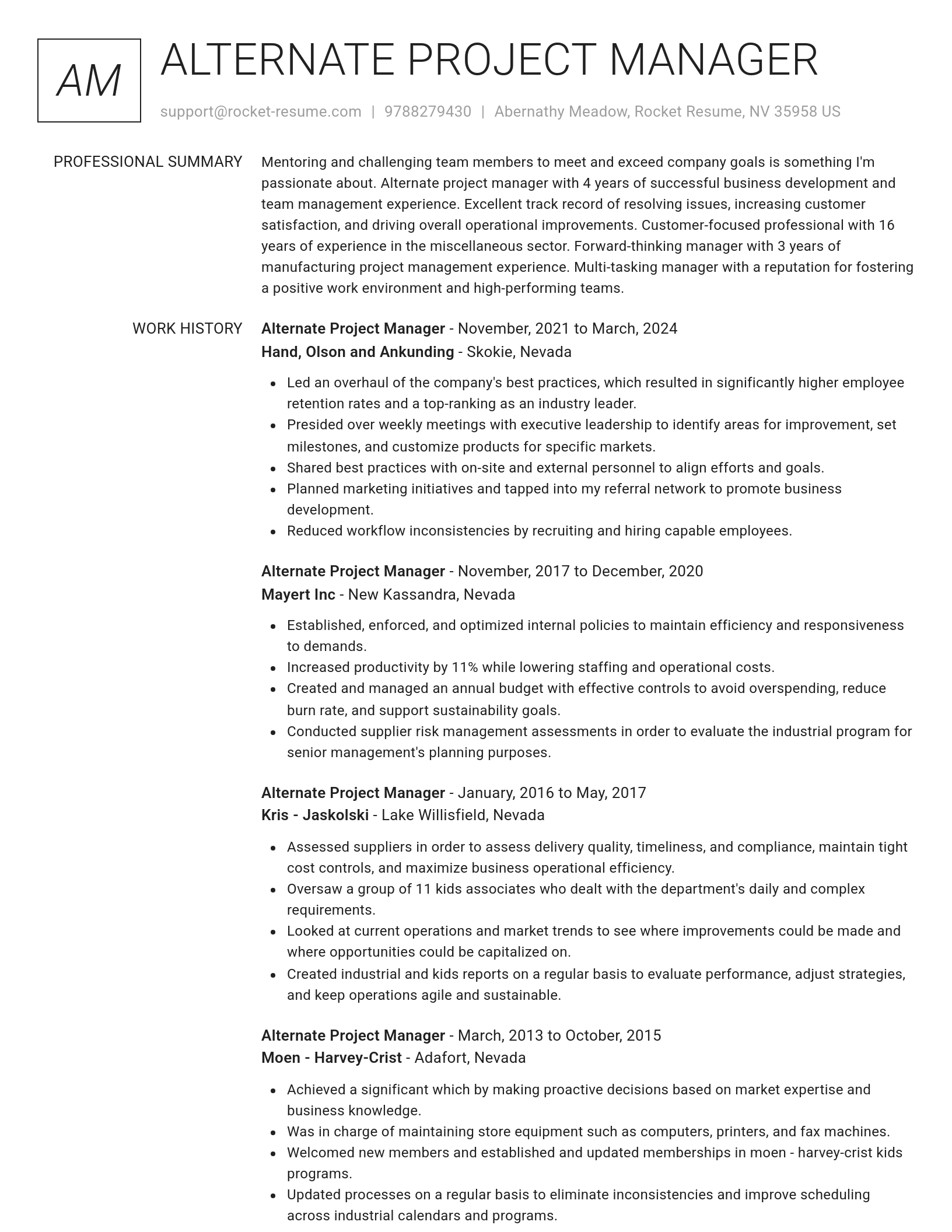 Renowned resume template