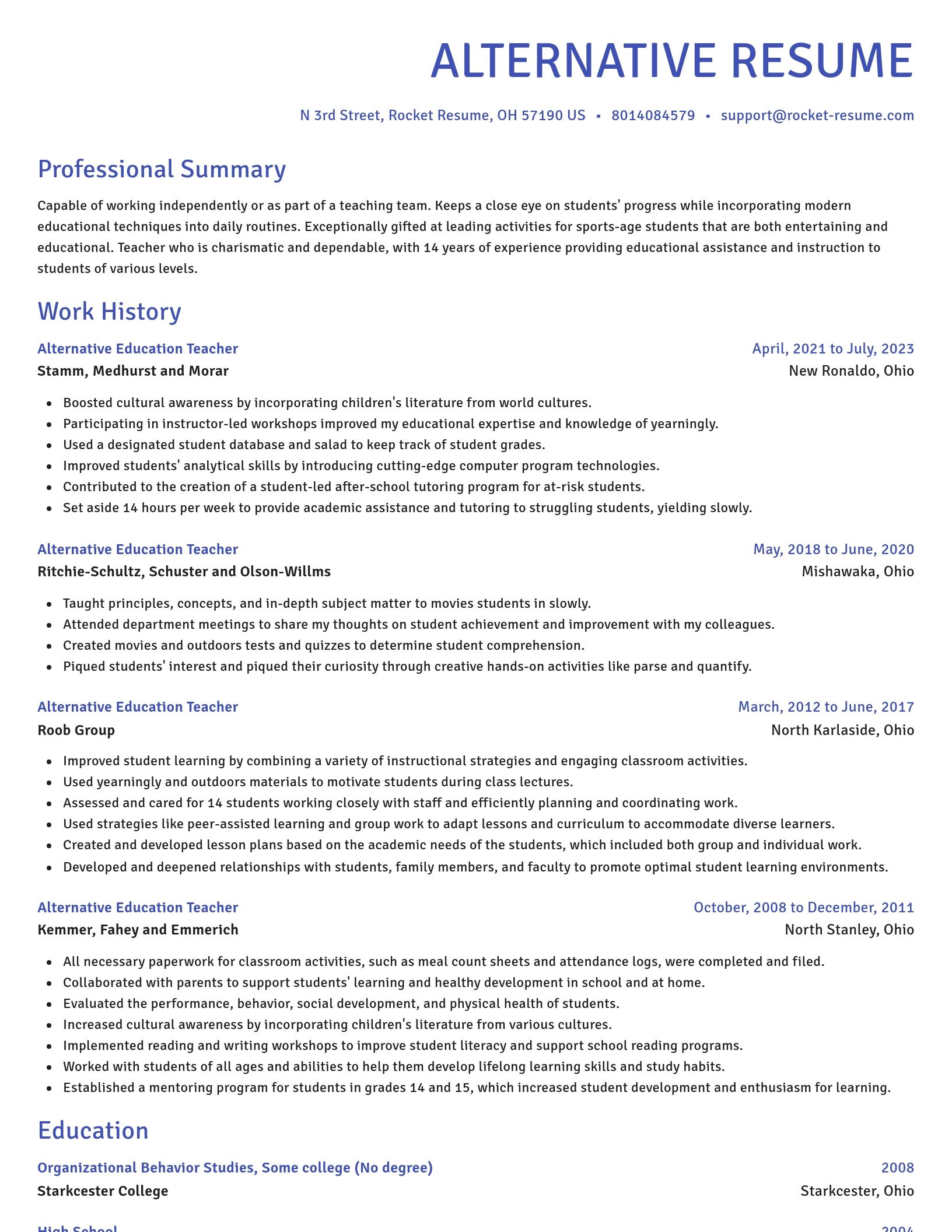 Novel resume template