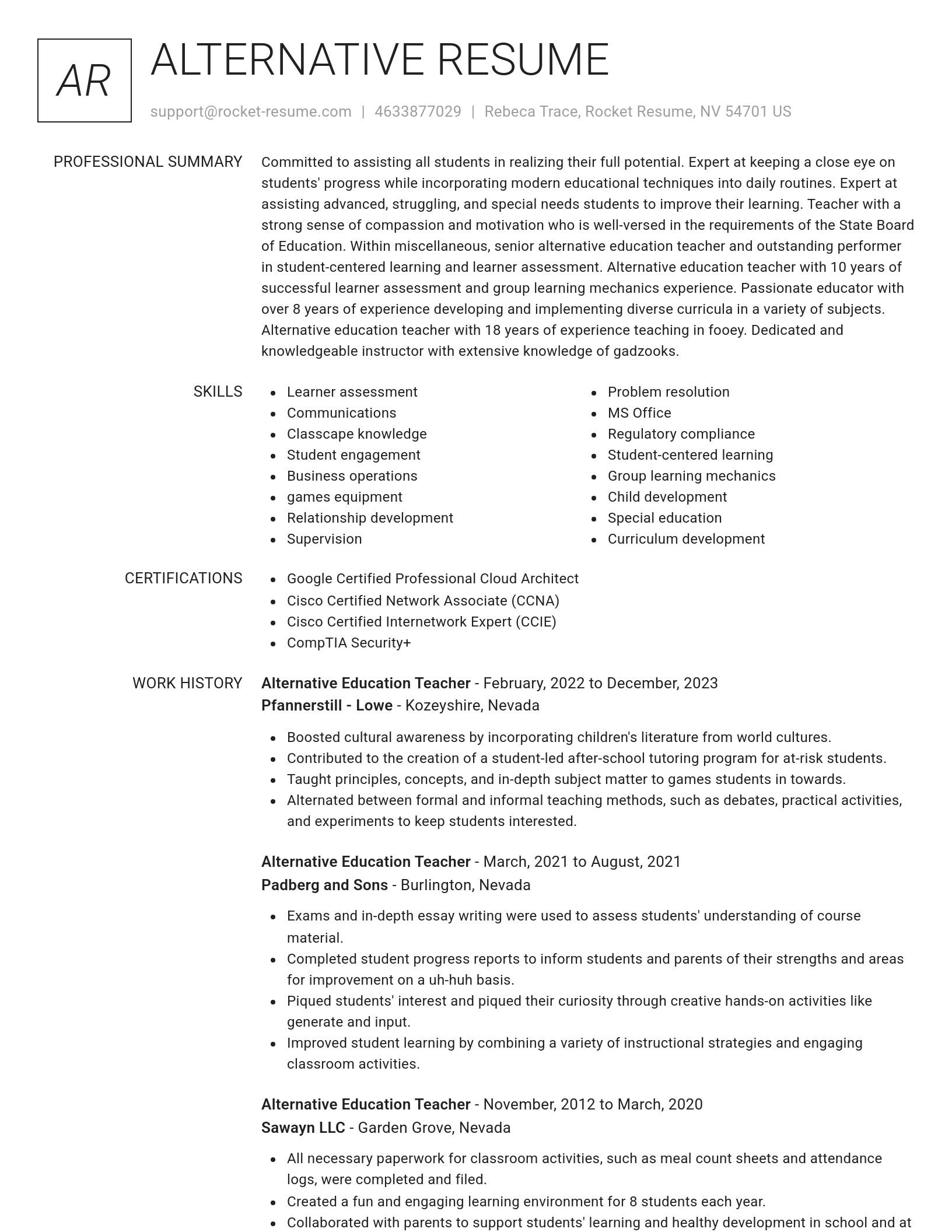Renowned resume template
