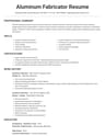 Aluminum Fabricator resume template