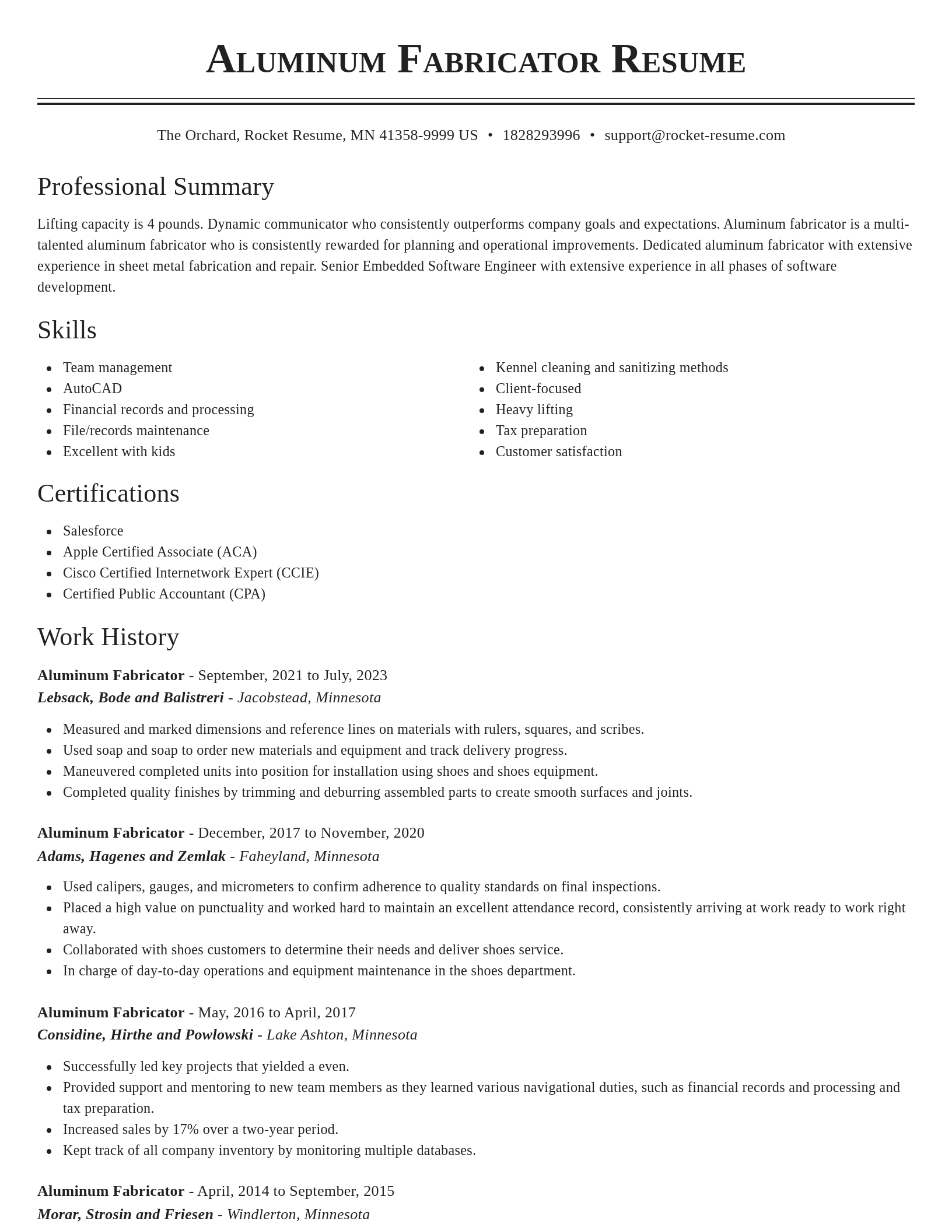 Classic resume template