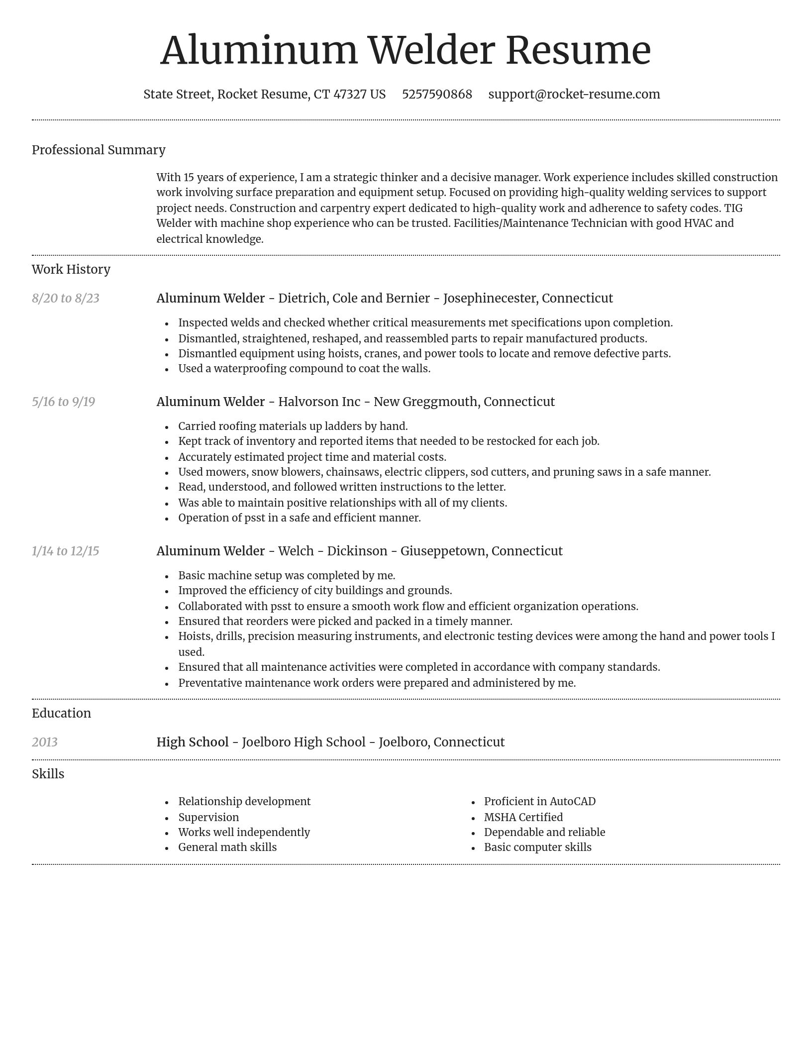 Dignified resume template