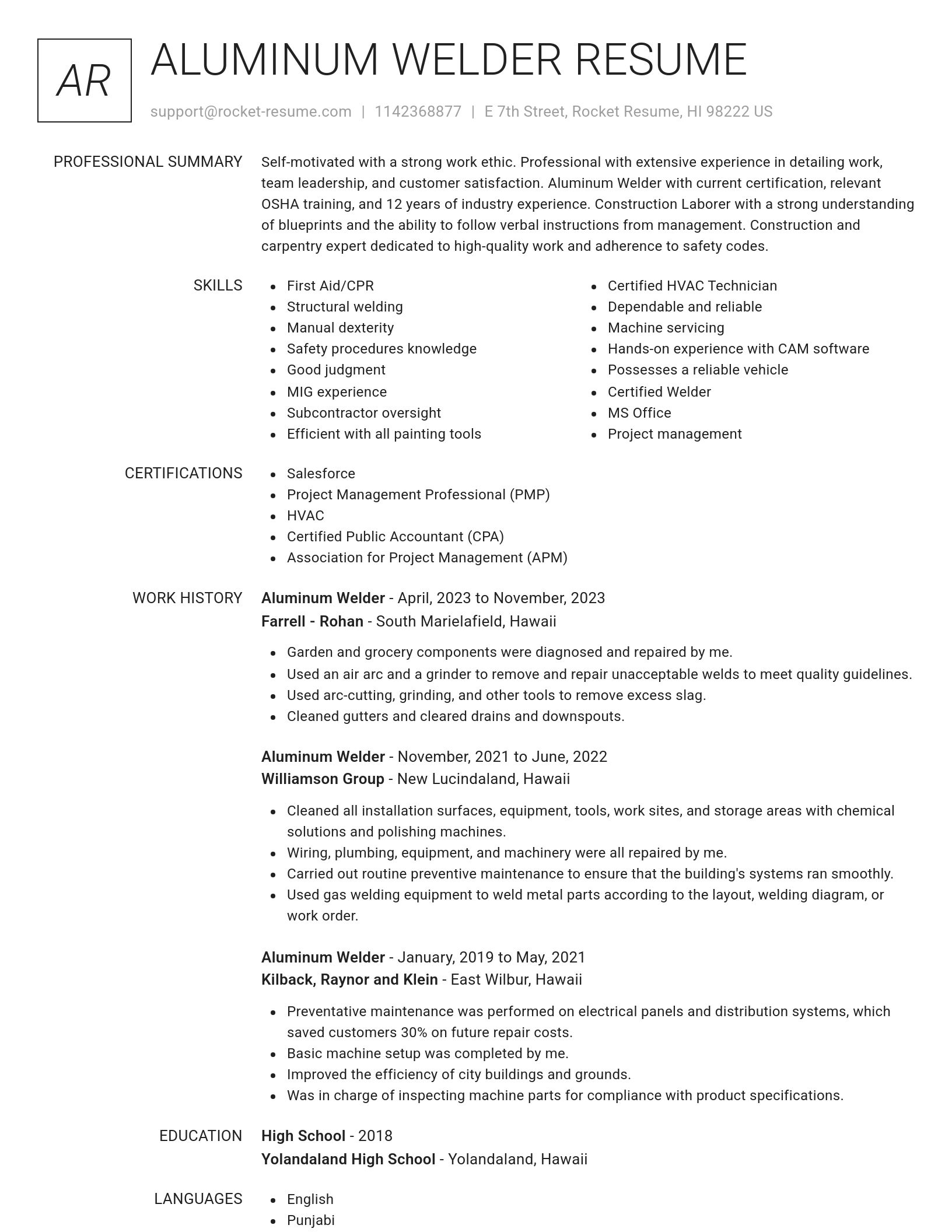Renowned resume template