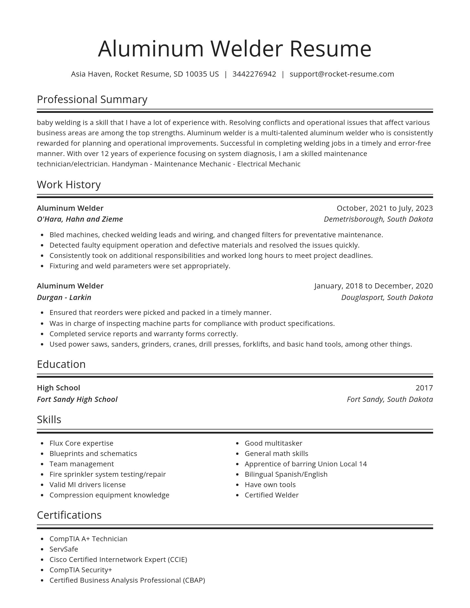 Spotlight resume template