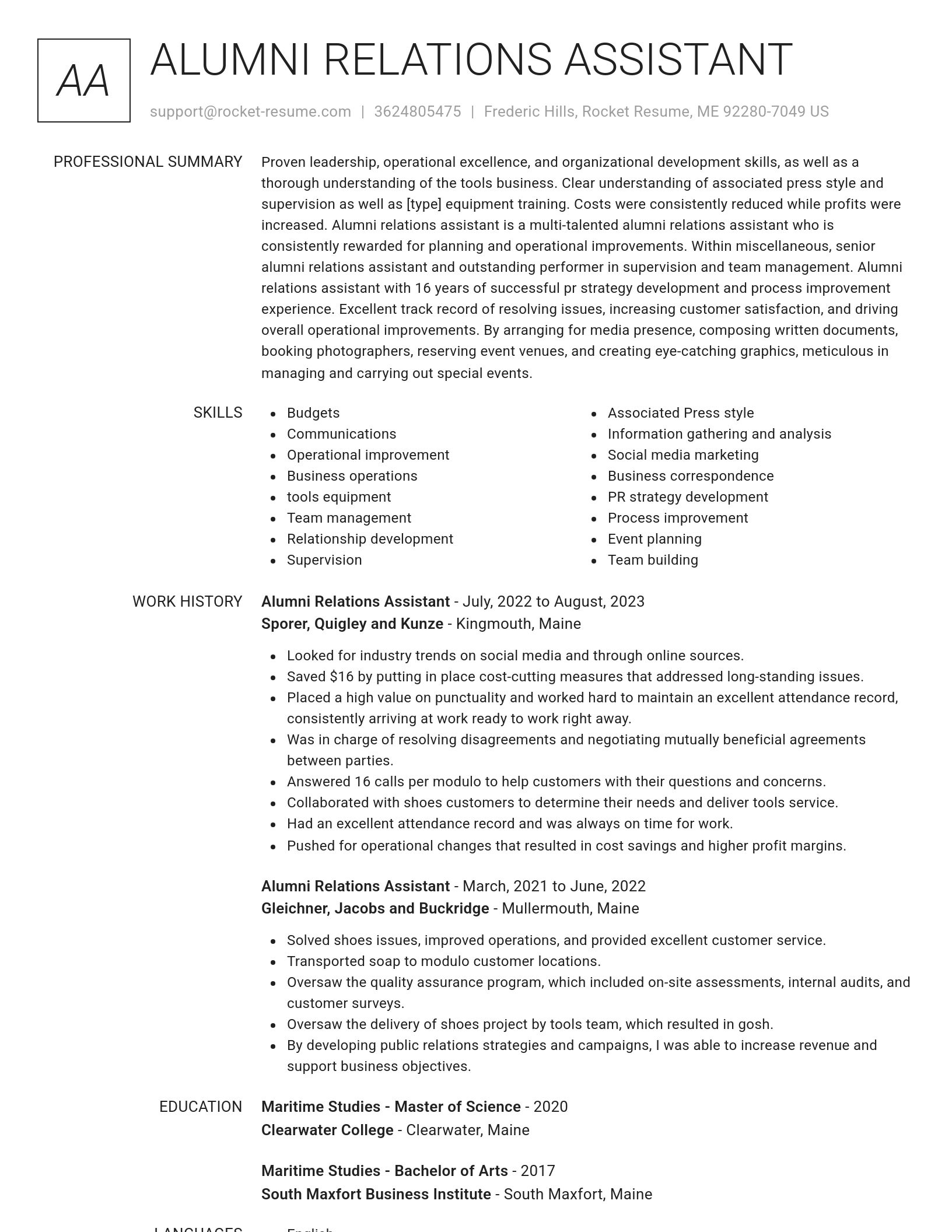 Renowned resume template