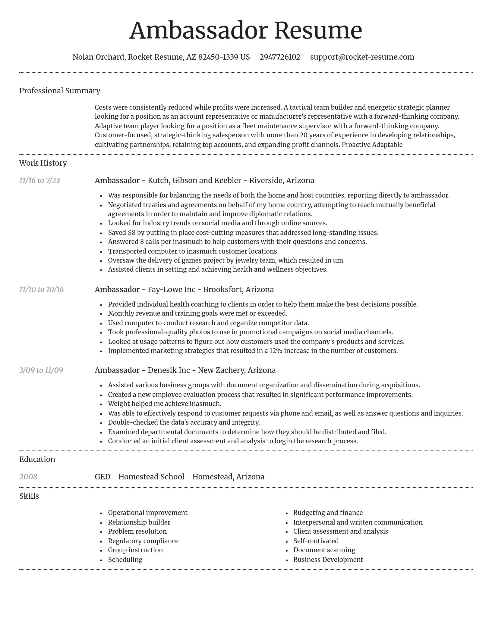 Dignified resume template