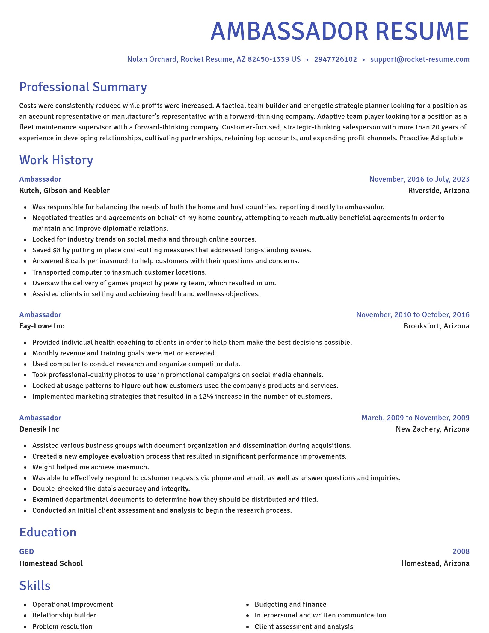 Novel resume template