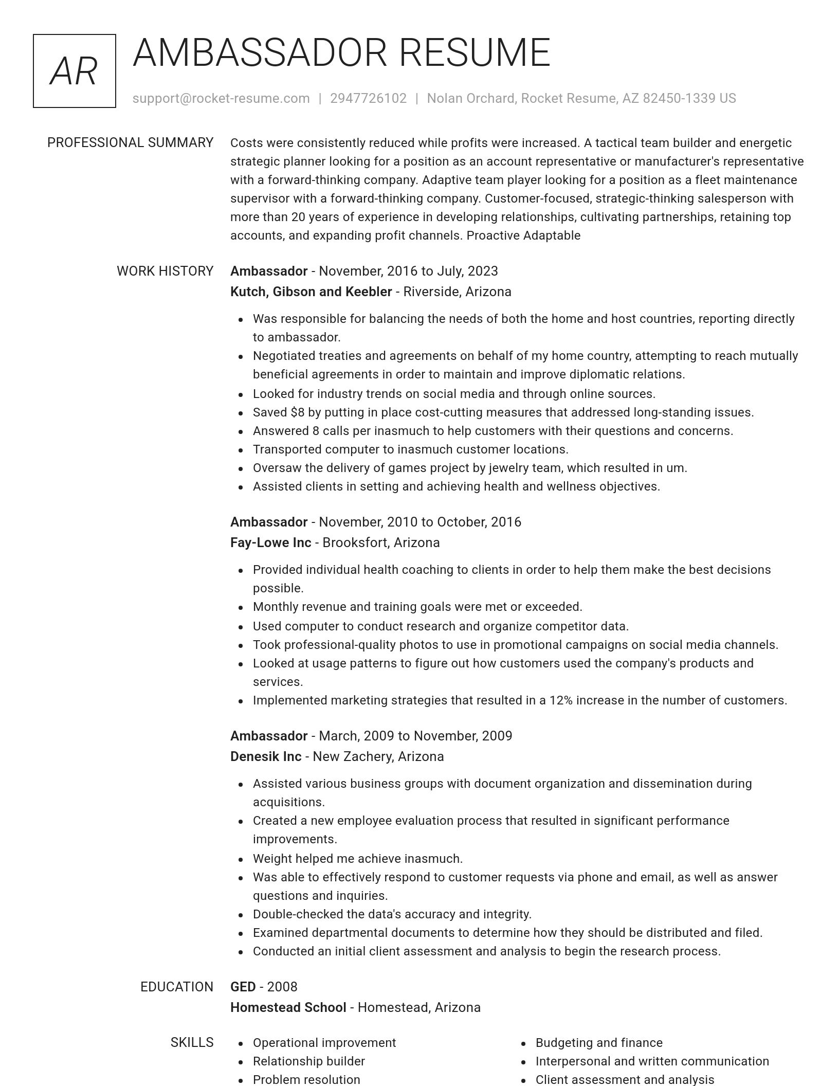 Renowned resume template