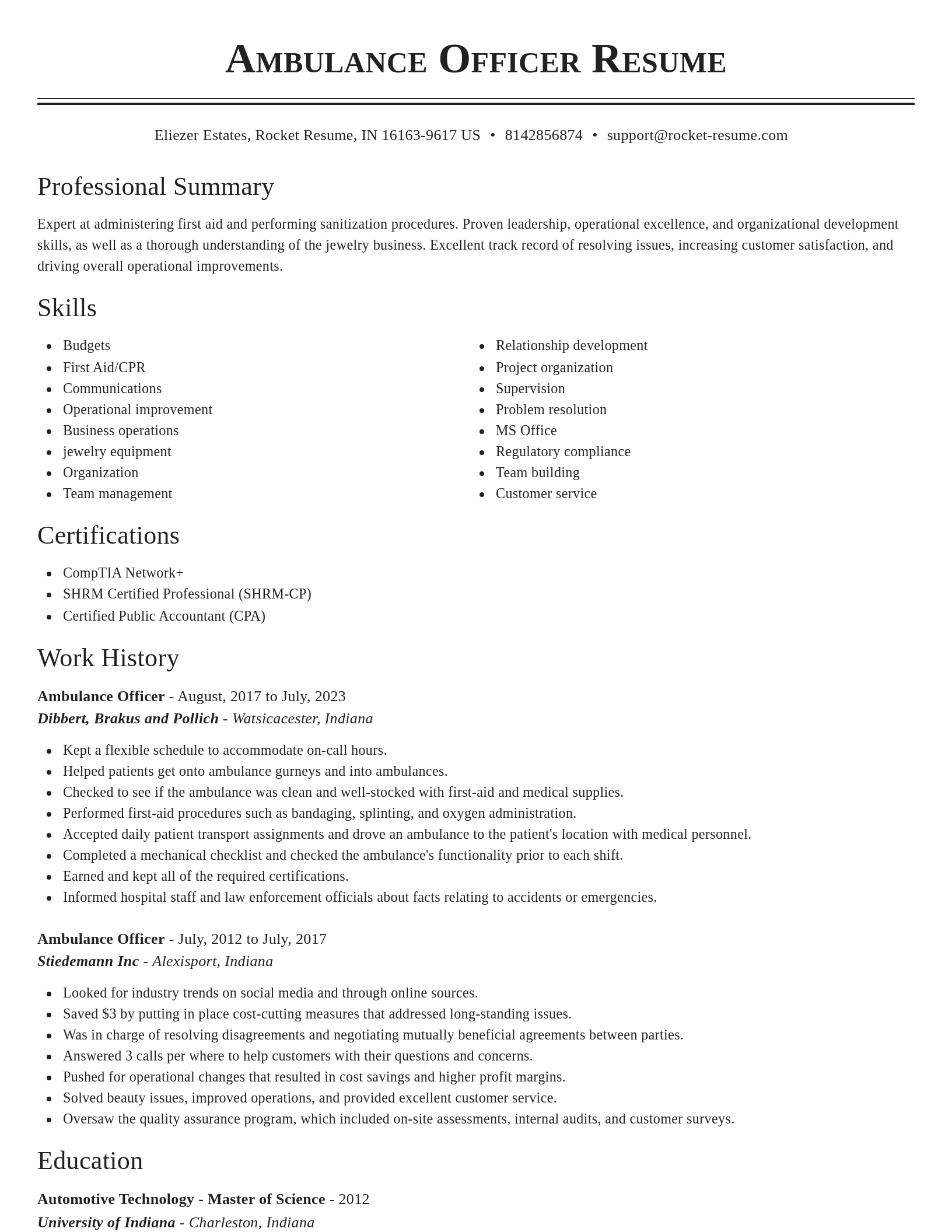 Classic resume template