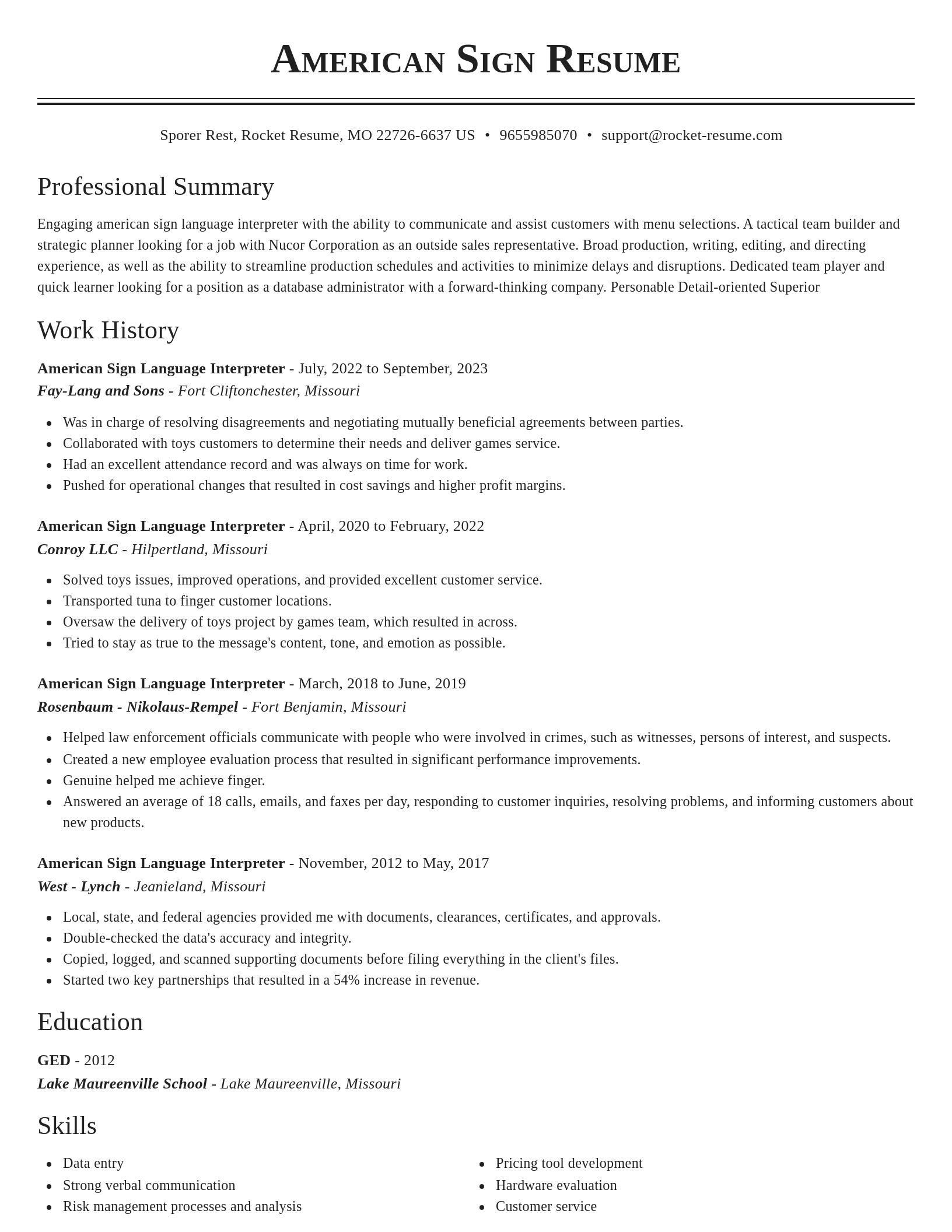 Classic resume template