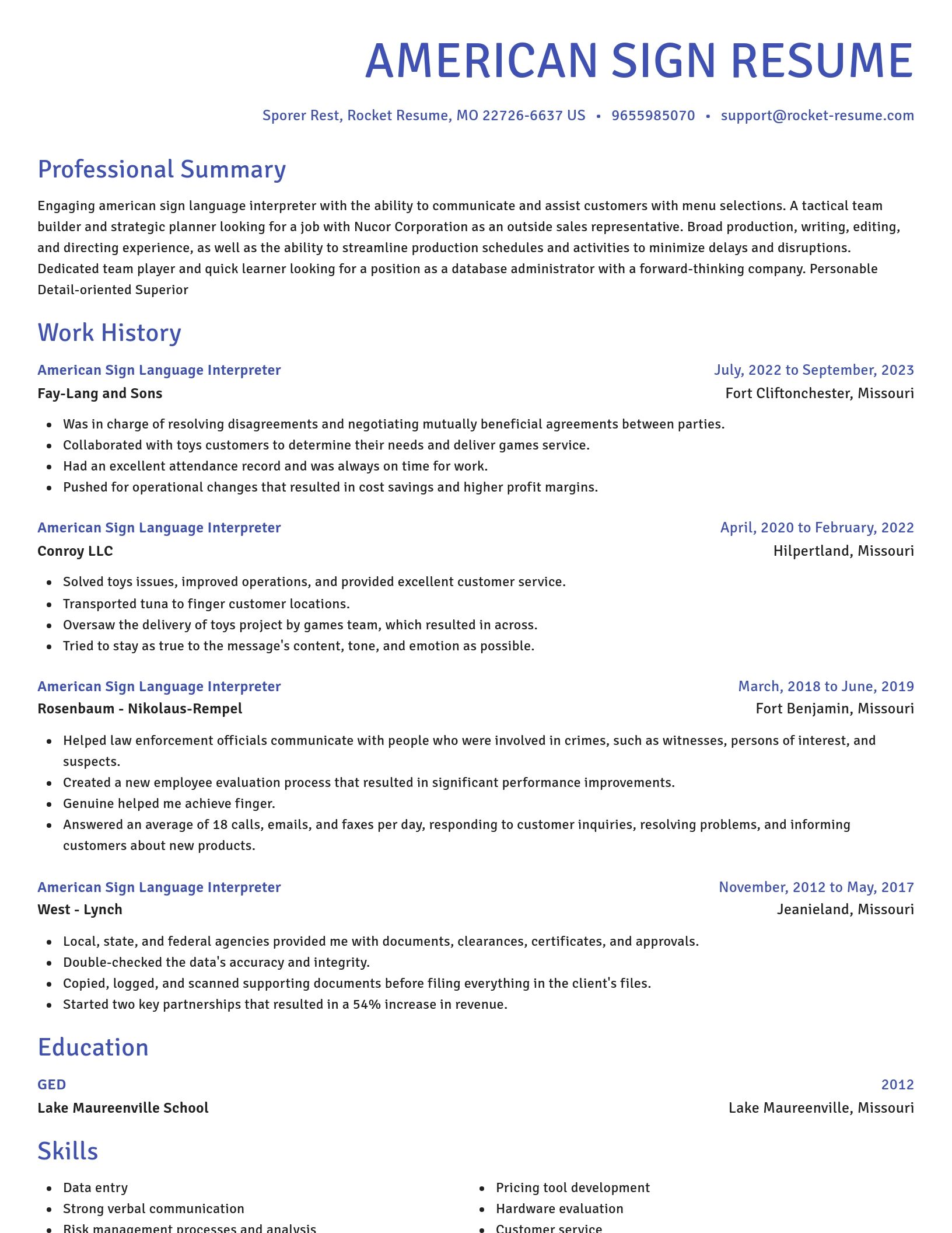 Novel resume template