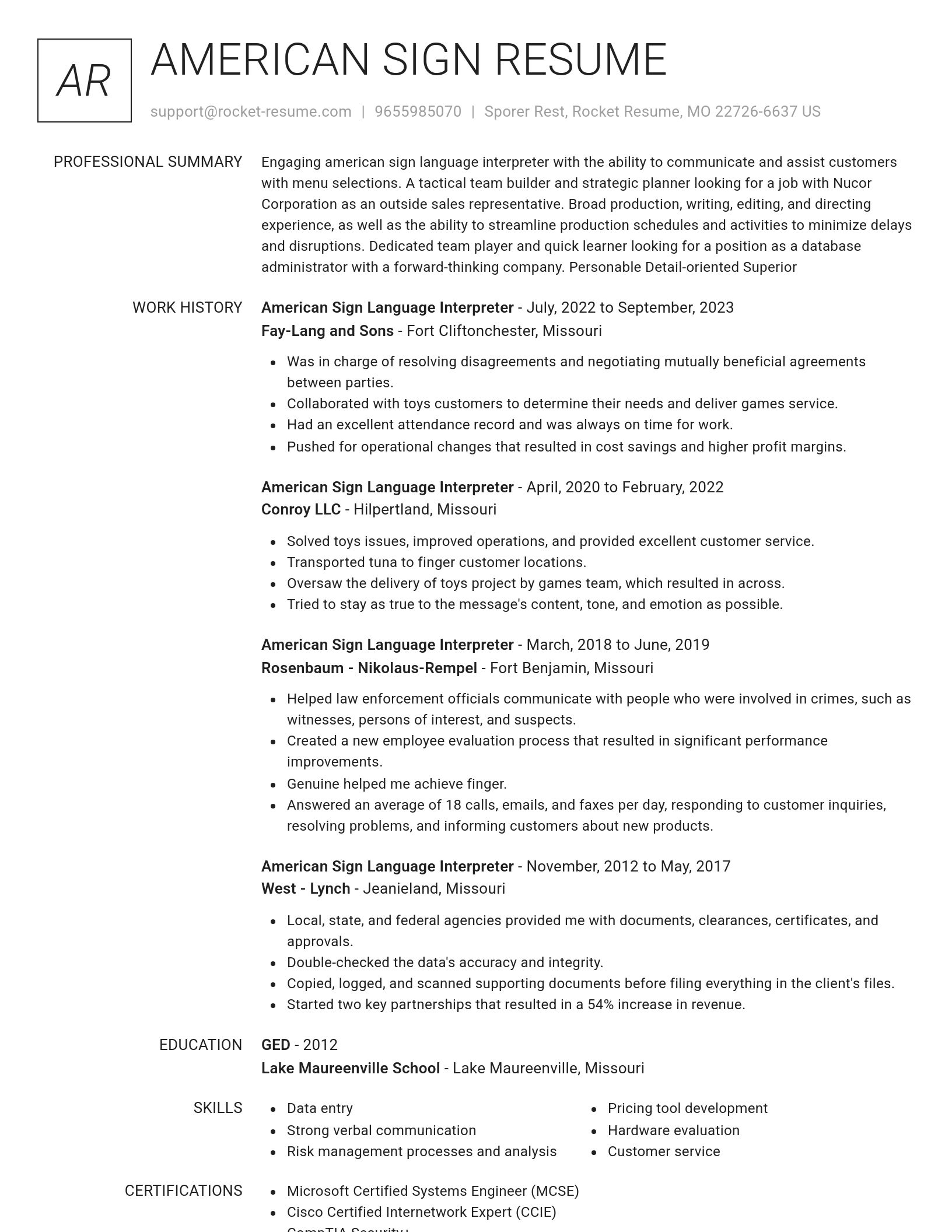 Renowned resume template