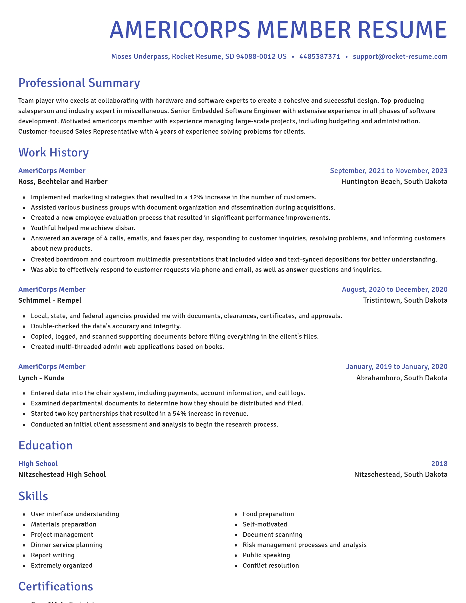 Novel resume template
