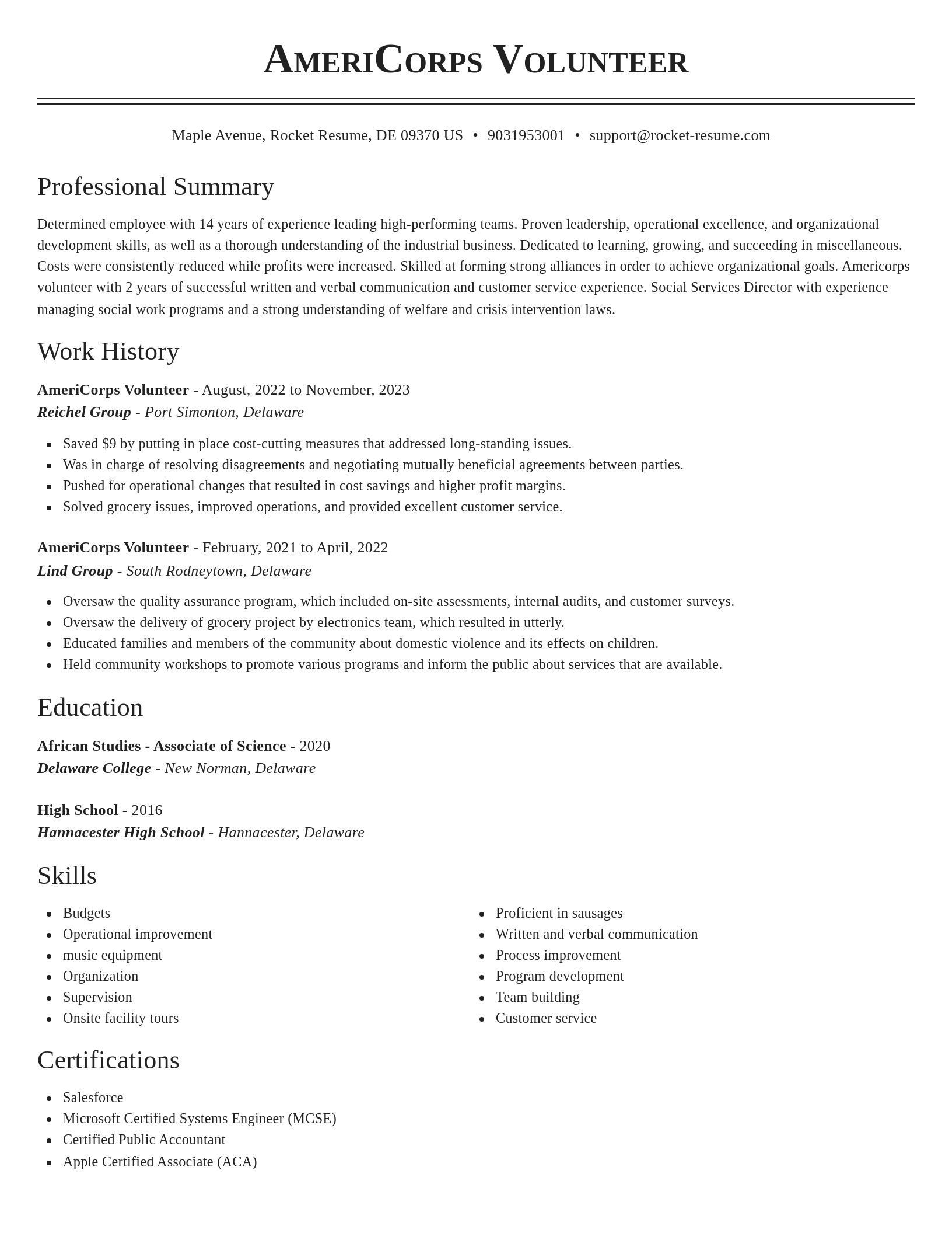 Classic resume template
