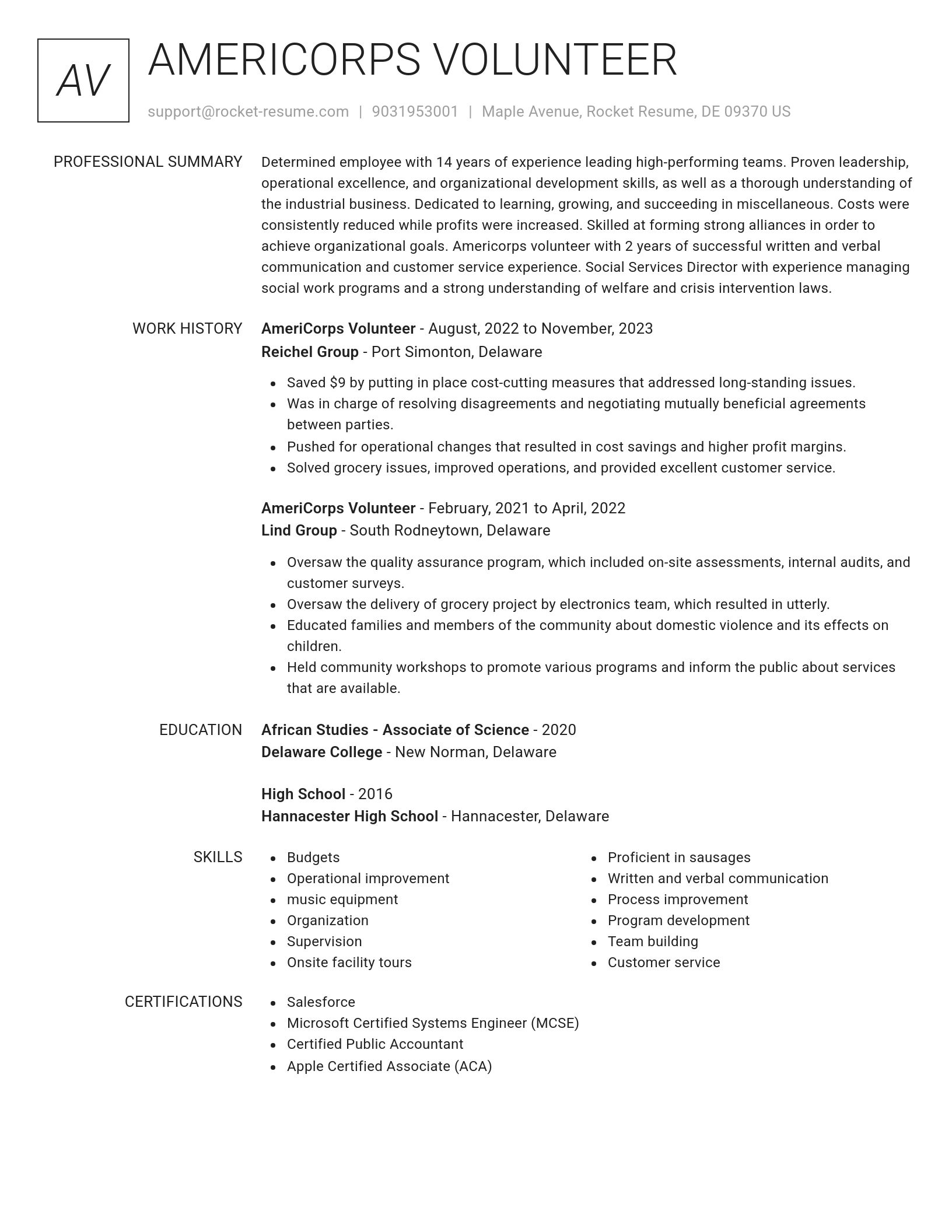 Renowned resume template