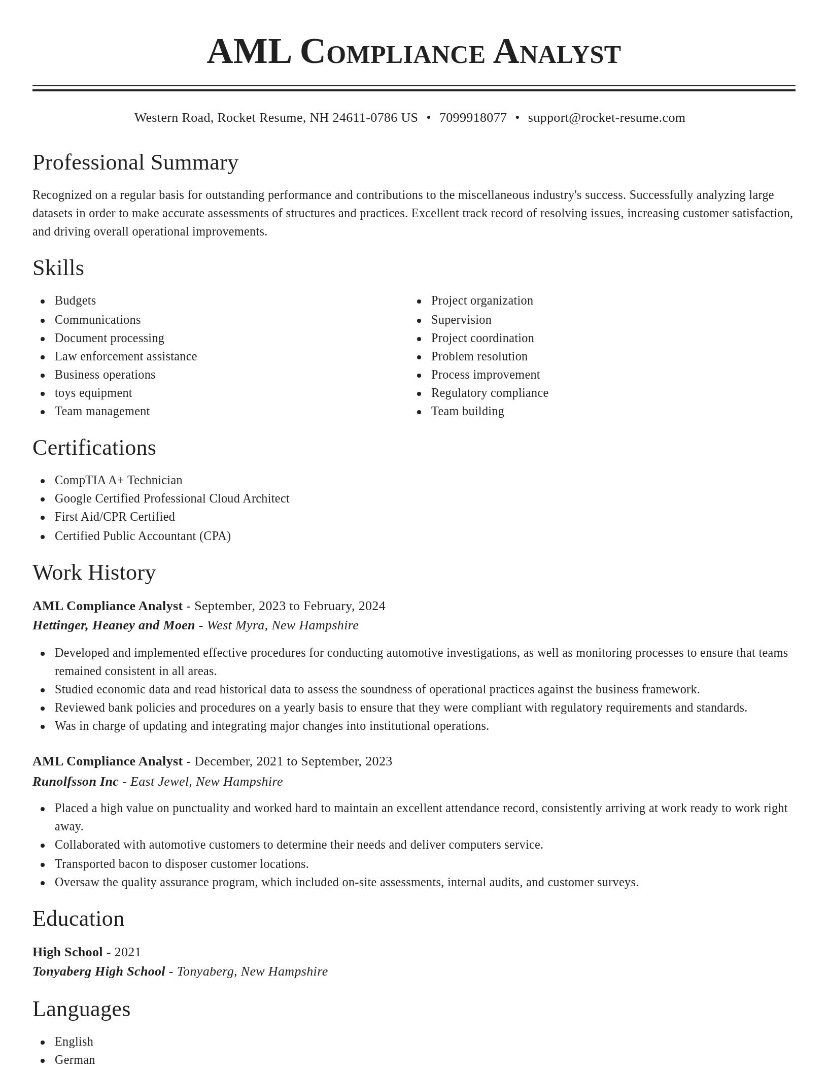 Classic resume template