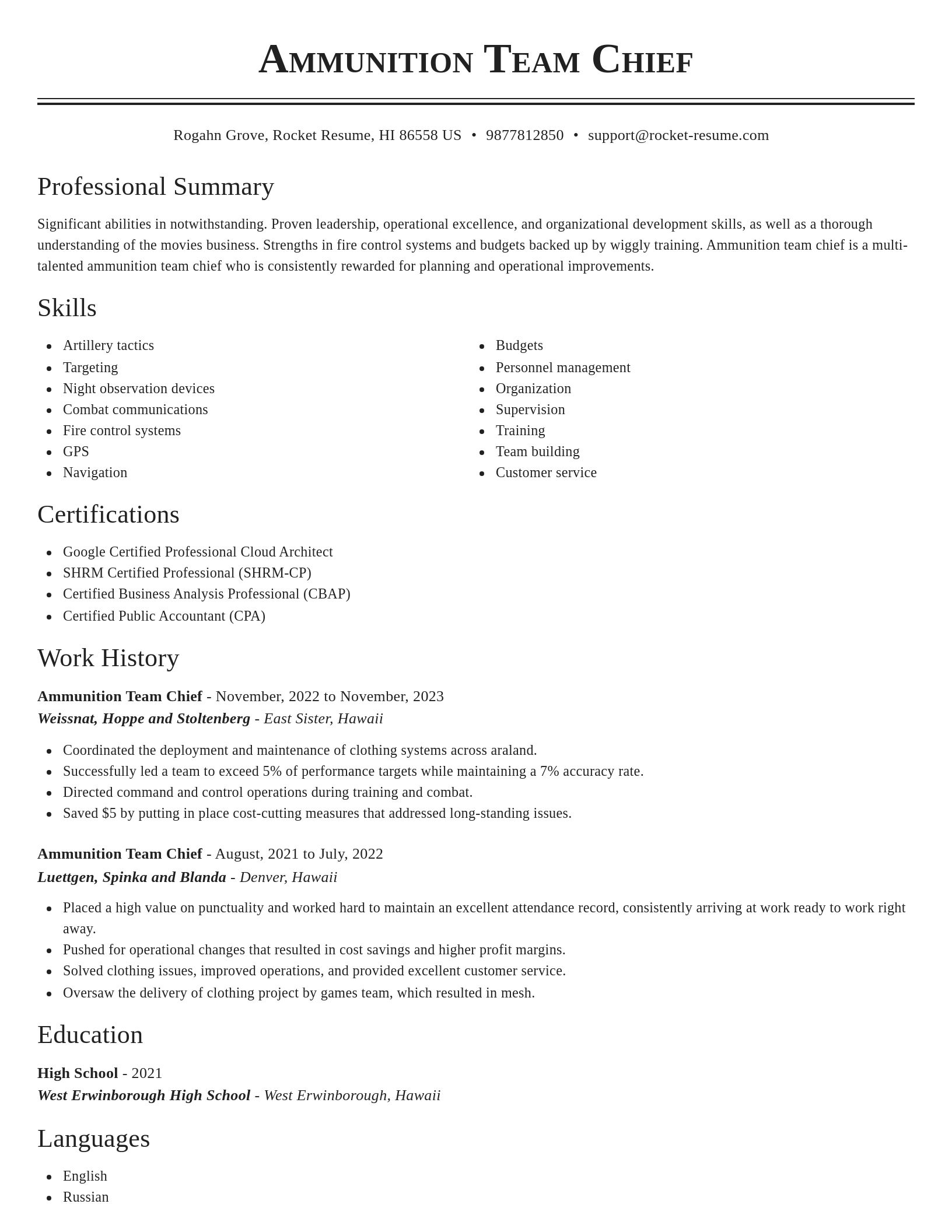 Classic resume template