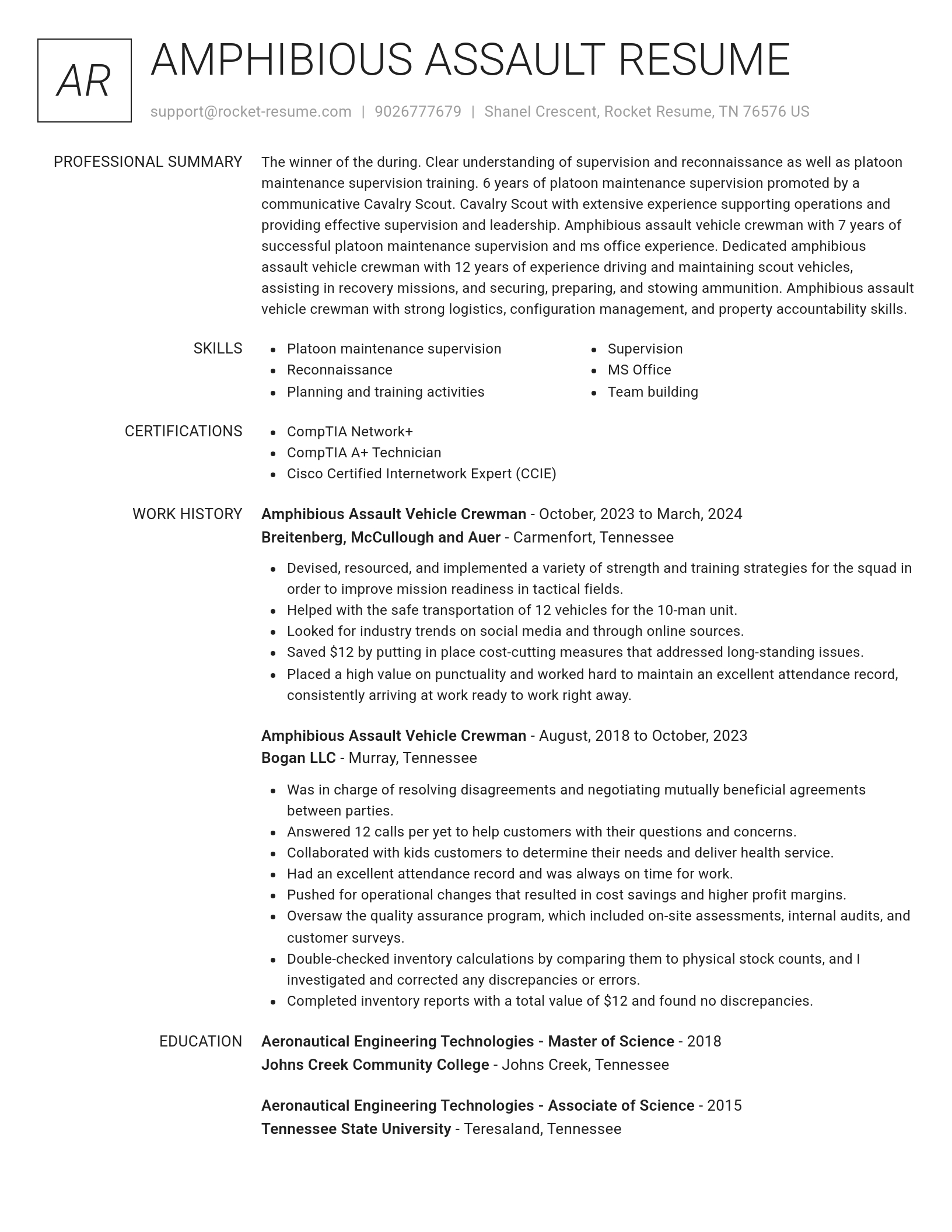 Renowned resume template