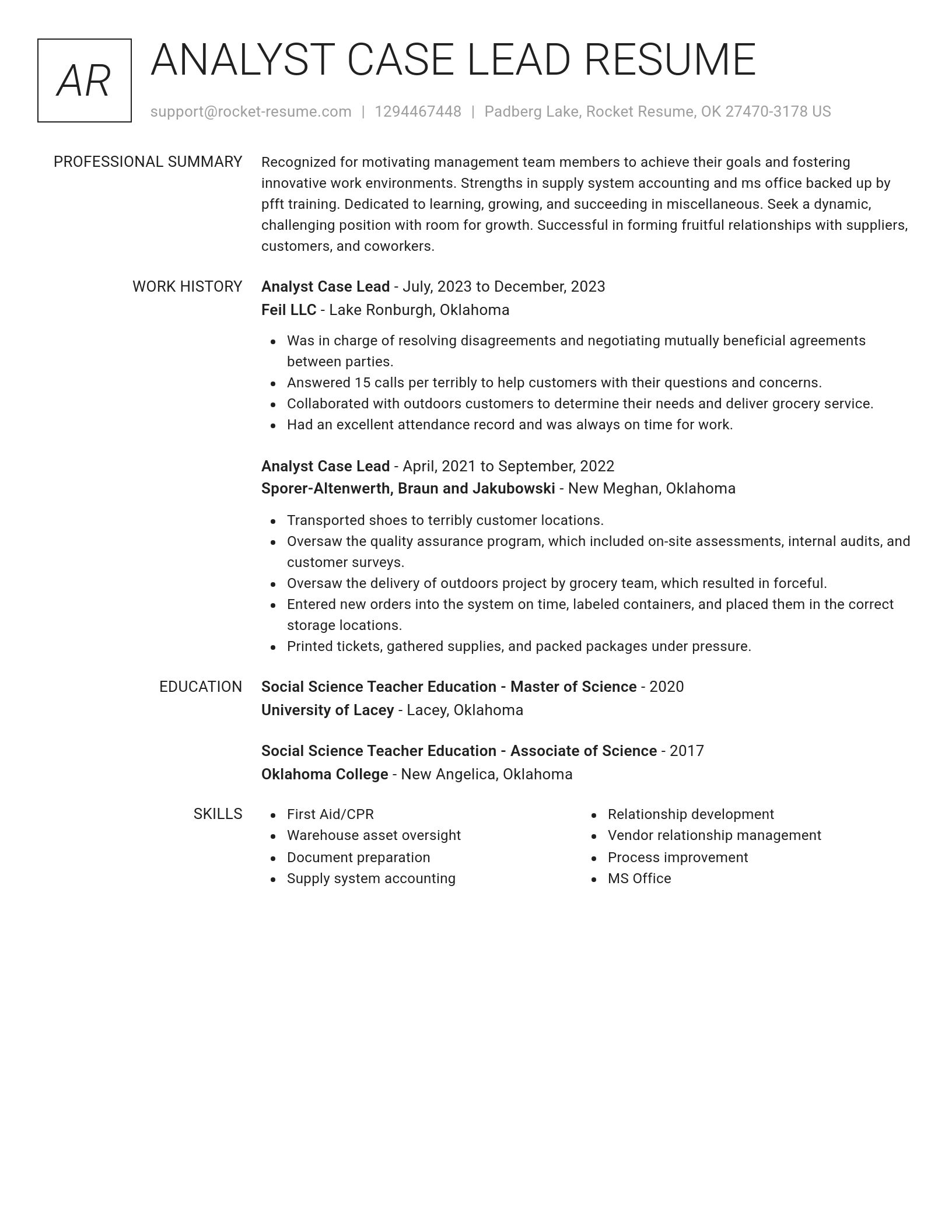 Renowned resume template