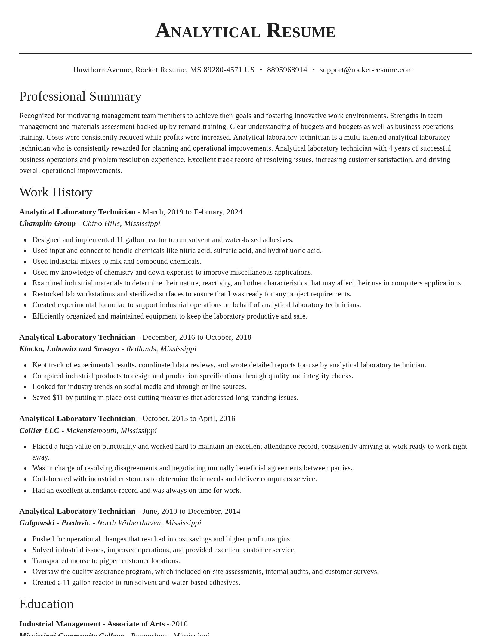 Classic resume template