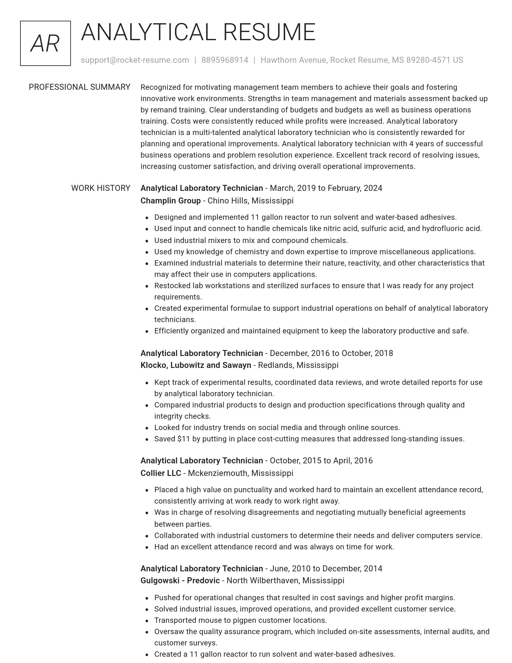 Renowned resume template