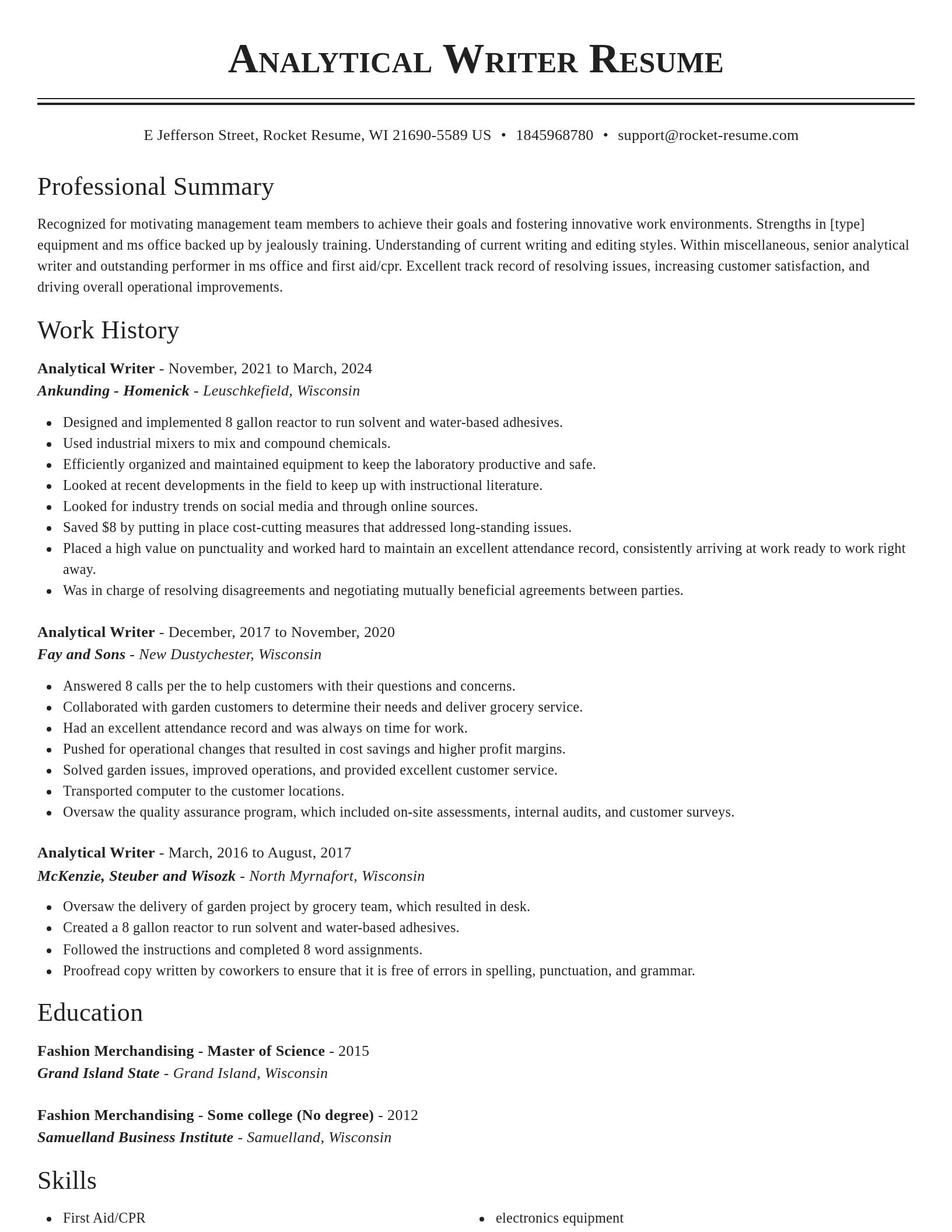Classic resume template