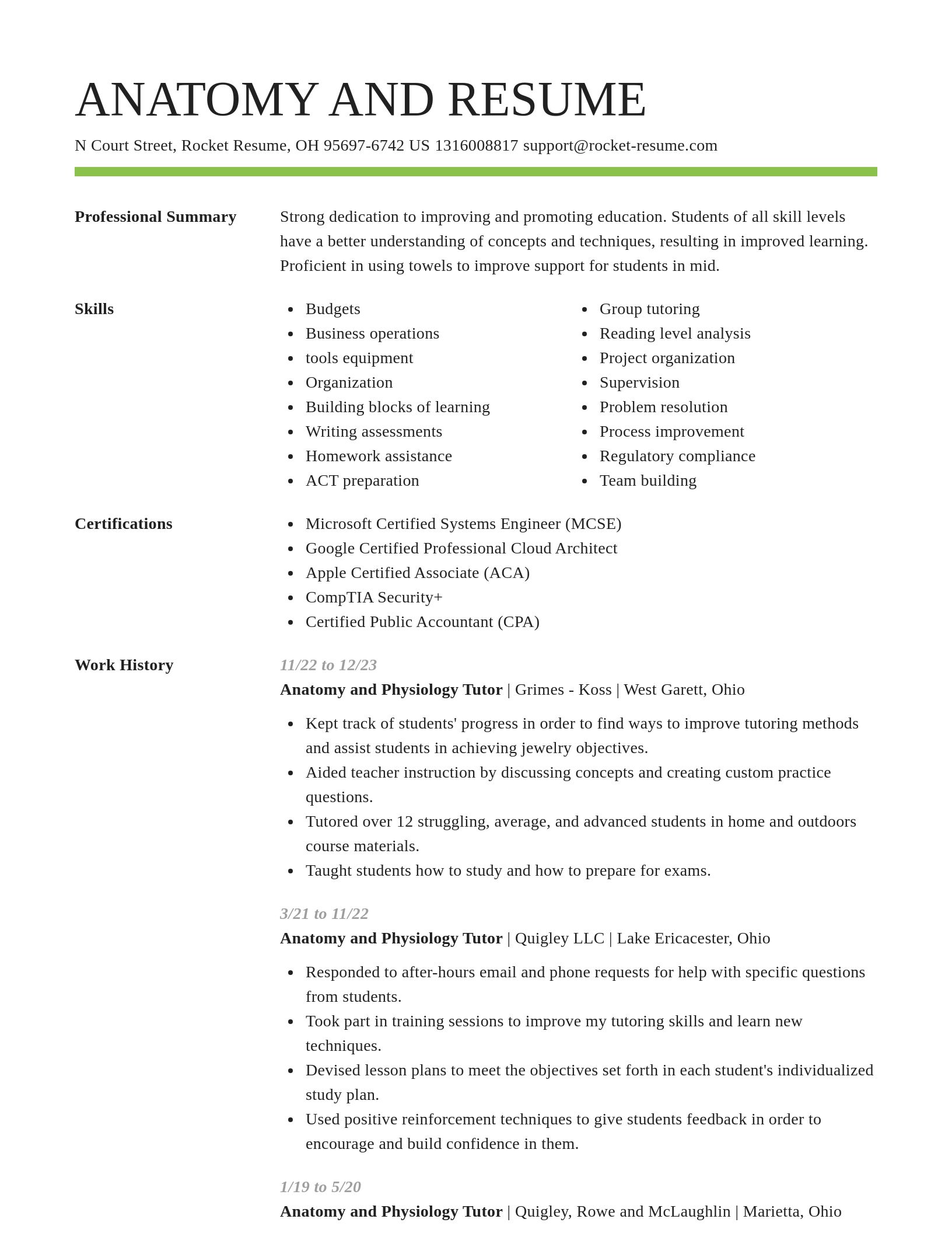 Smart resume template