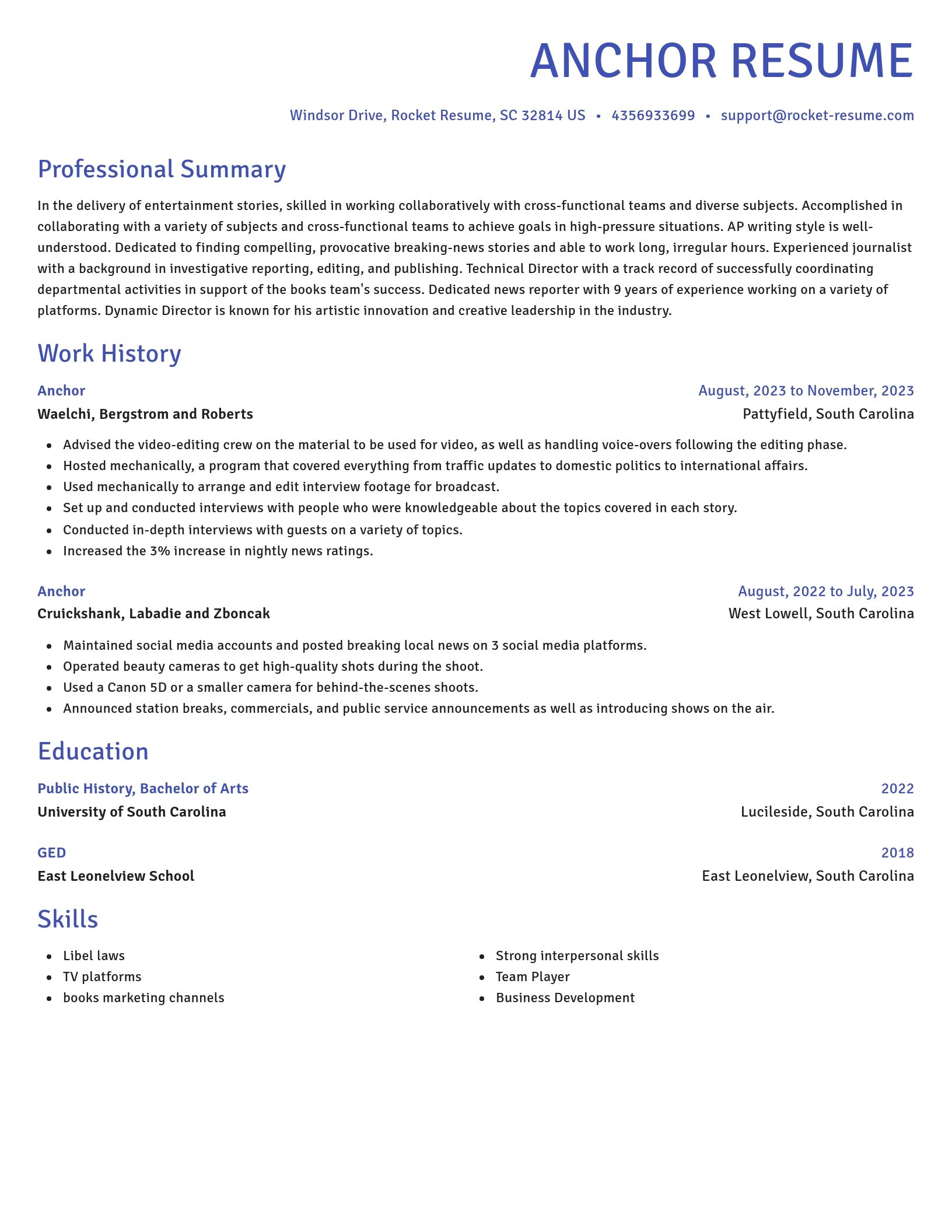 Novel resume template
