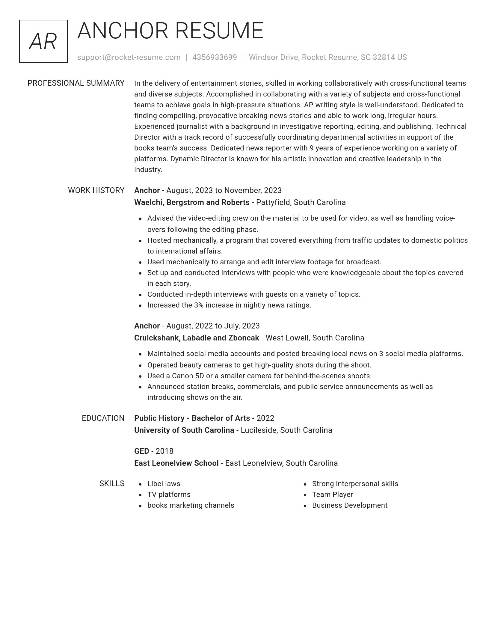 Renowned resume template
