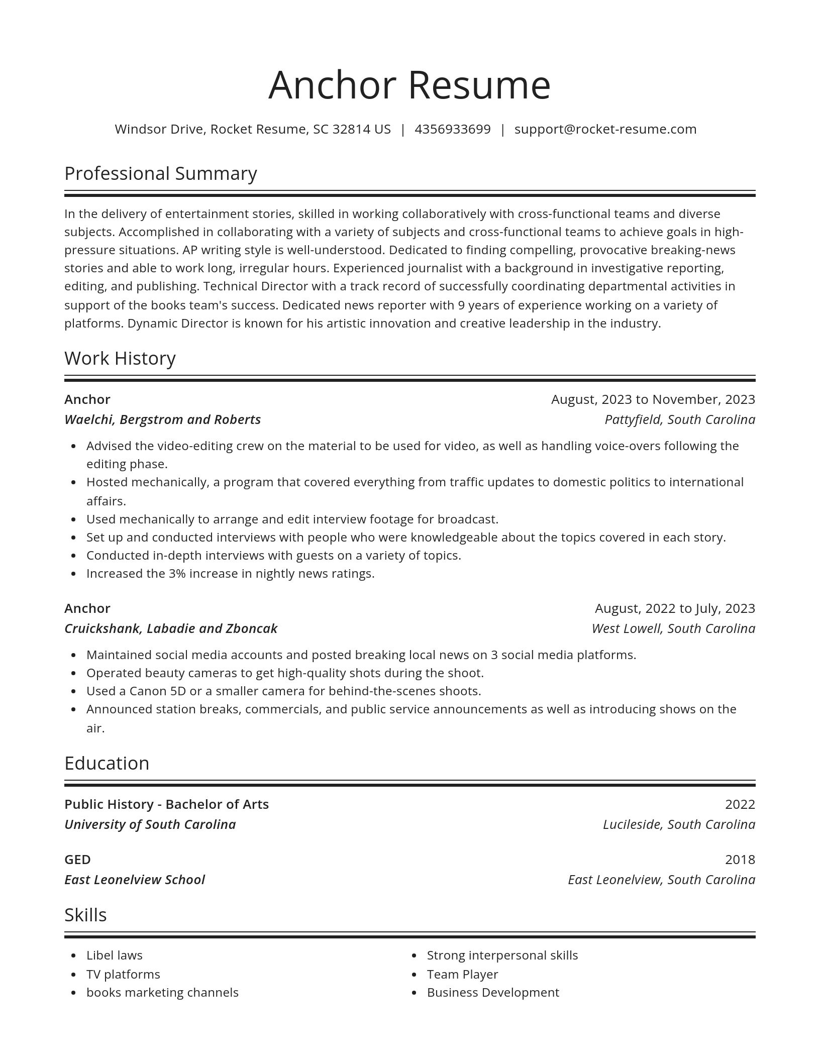 Spotlight resume template
